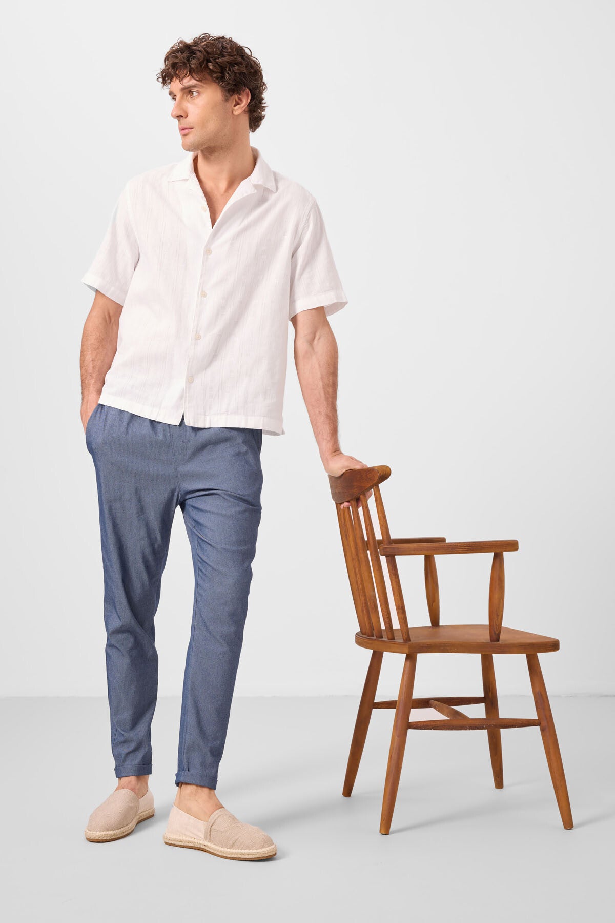 Image of Pantaloni chino ușori, elastici, bleumarin, pentru bărbați - 82178