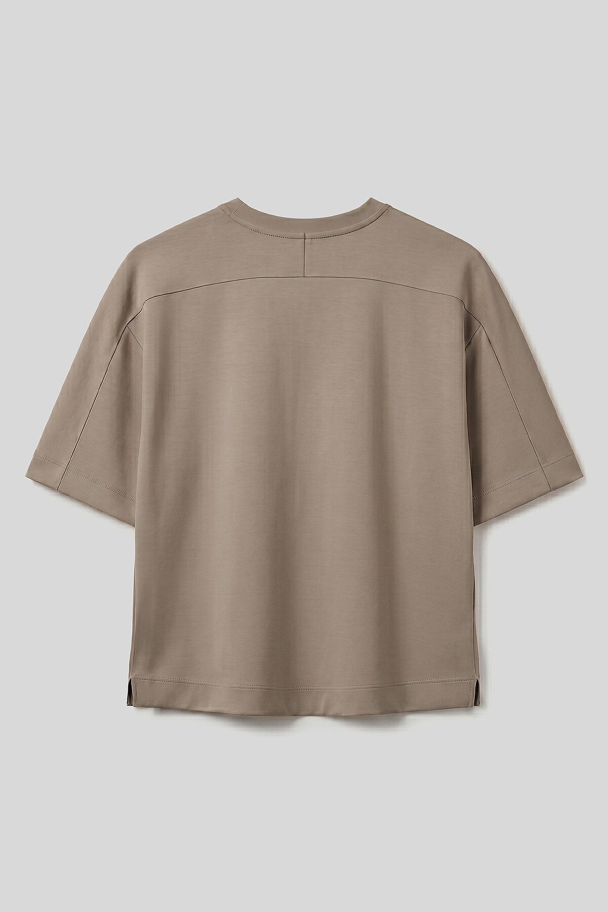 Image of Koyu Bej O Yaka Oversize Kısa Kollu Kadın T-Shirt - 97316