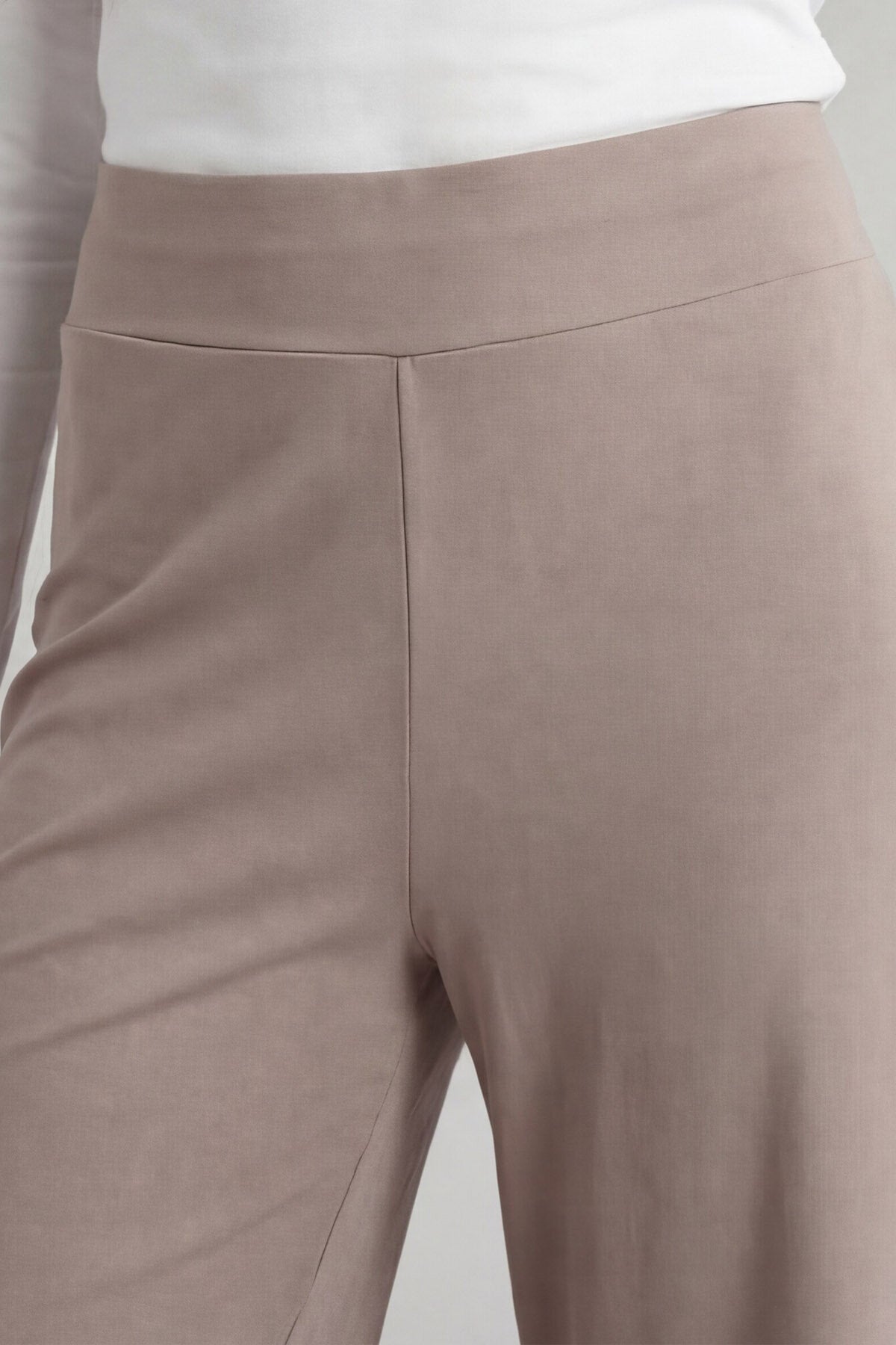 Image of Koyu Bej Comfort Fit Geniş Paça Korsajlı Palazzo Kadın Pantolon - 94681