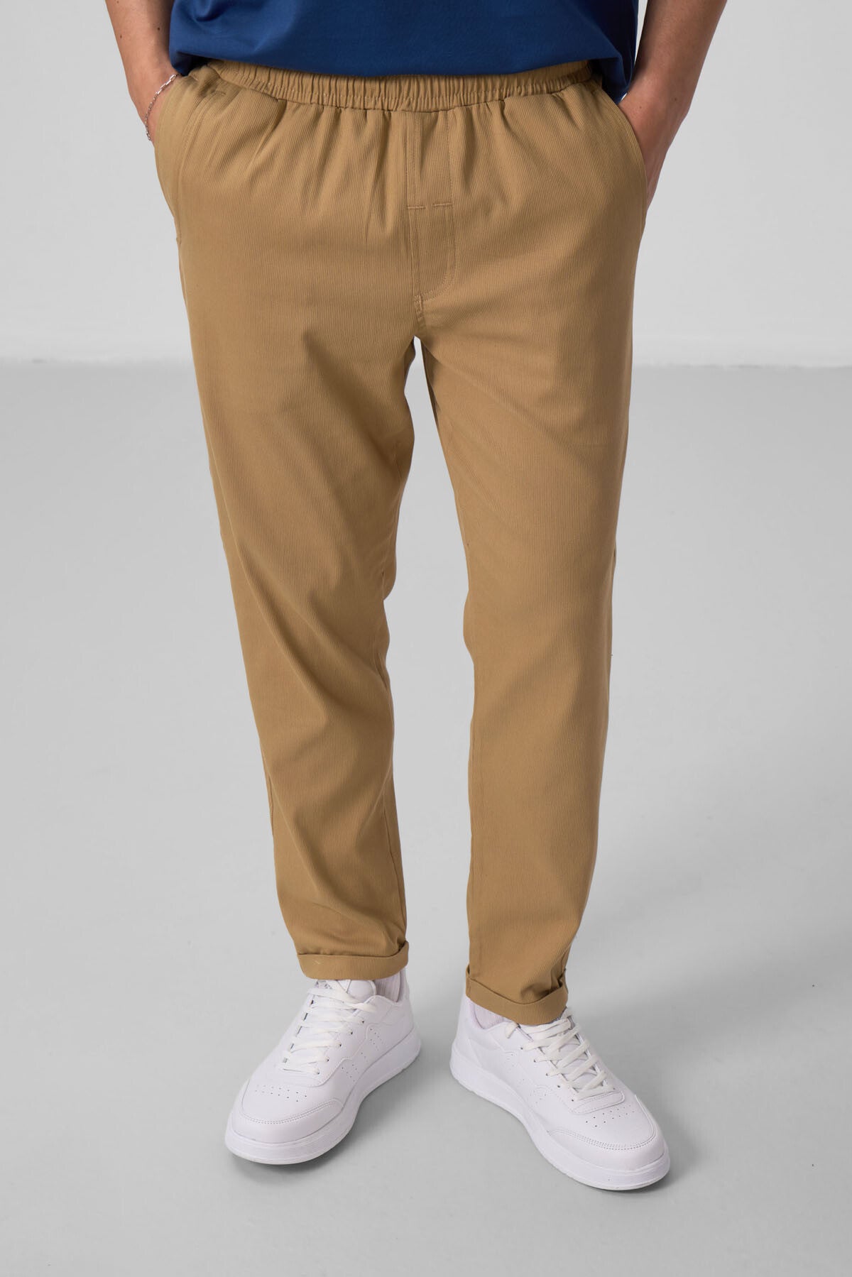 Image of Koyu Bej Standart Fit Dokuma Hafif Esnek Chino Erkek Pantolon - 82175