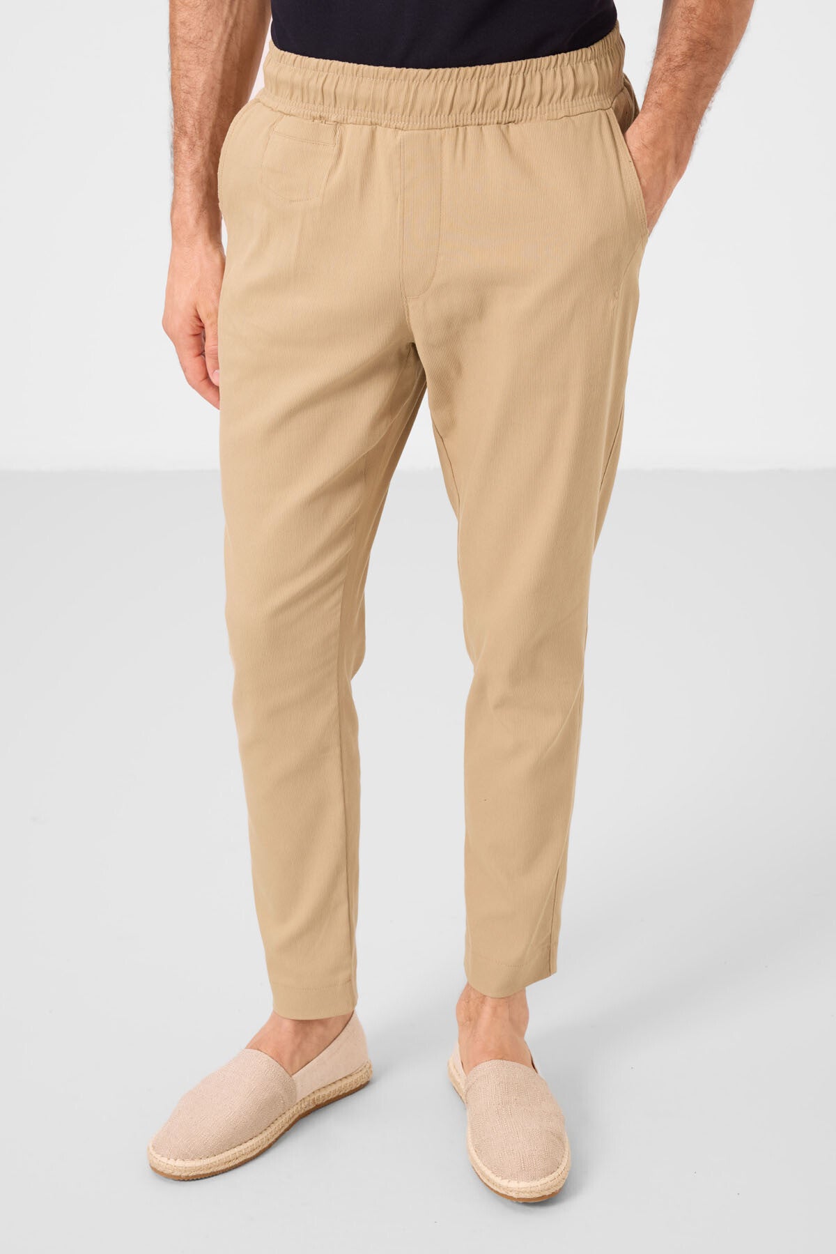 Image of Koyu Bej Standart Fit Dokuma Hafif Esnek Chino Erkek Pantolon - 82177