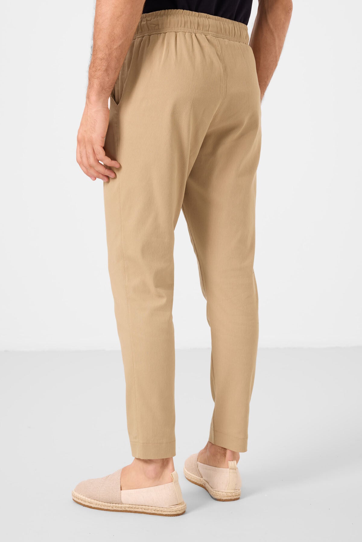 Image of Dark Beige Standard Fit Woven Lightweight Stretch Chino Men's Trousers - 82177