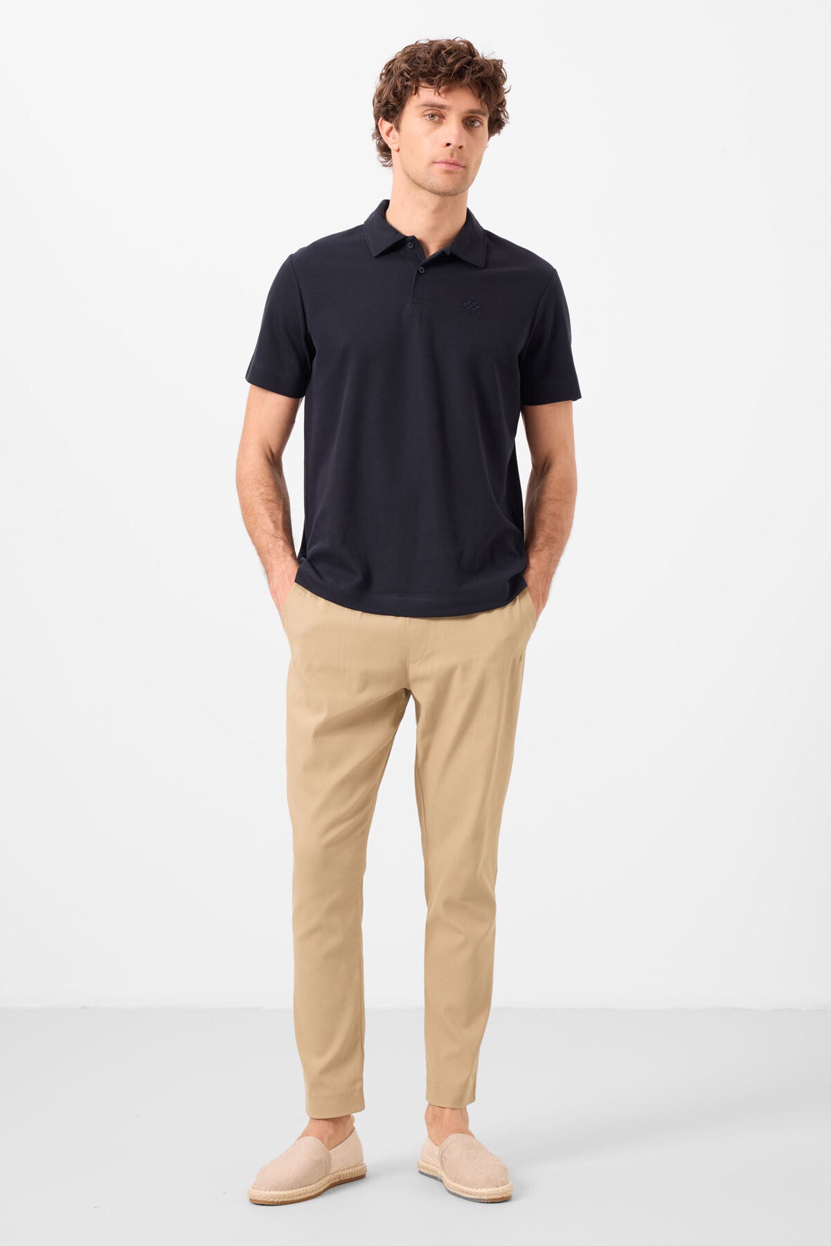 Image of Koyu Bej Standart Fit Dokuma Hafif Esnek Chino Erkek Pantolon - 82177