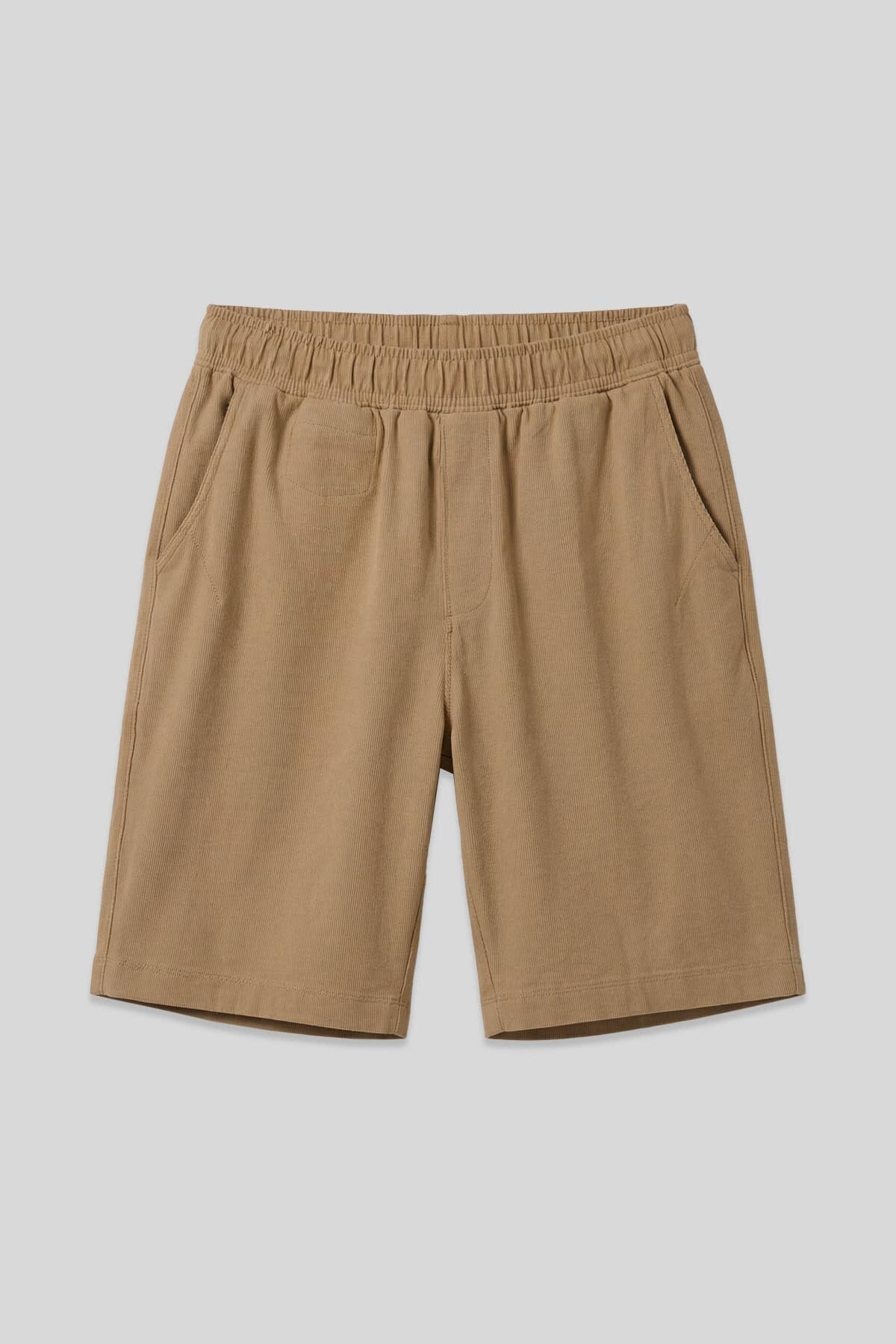 Image of Koyu Bej Standart Fit Dokuma Hafif Esnek Chino Erkek Şort - 81290