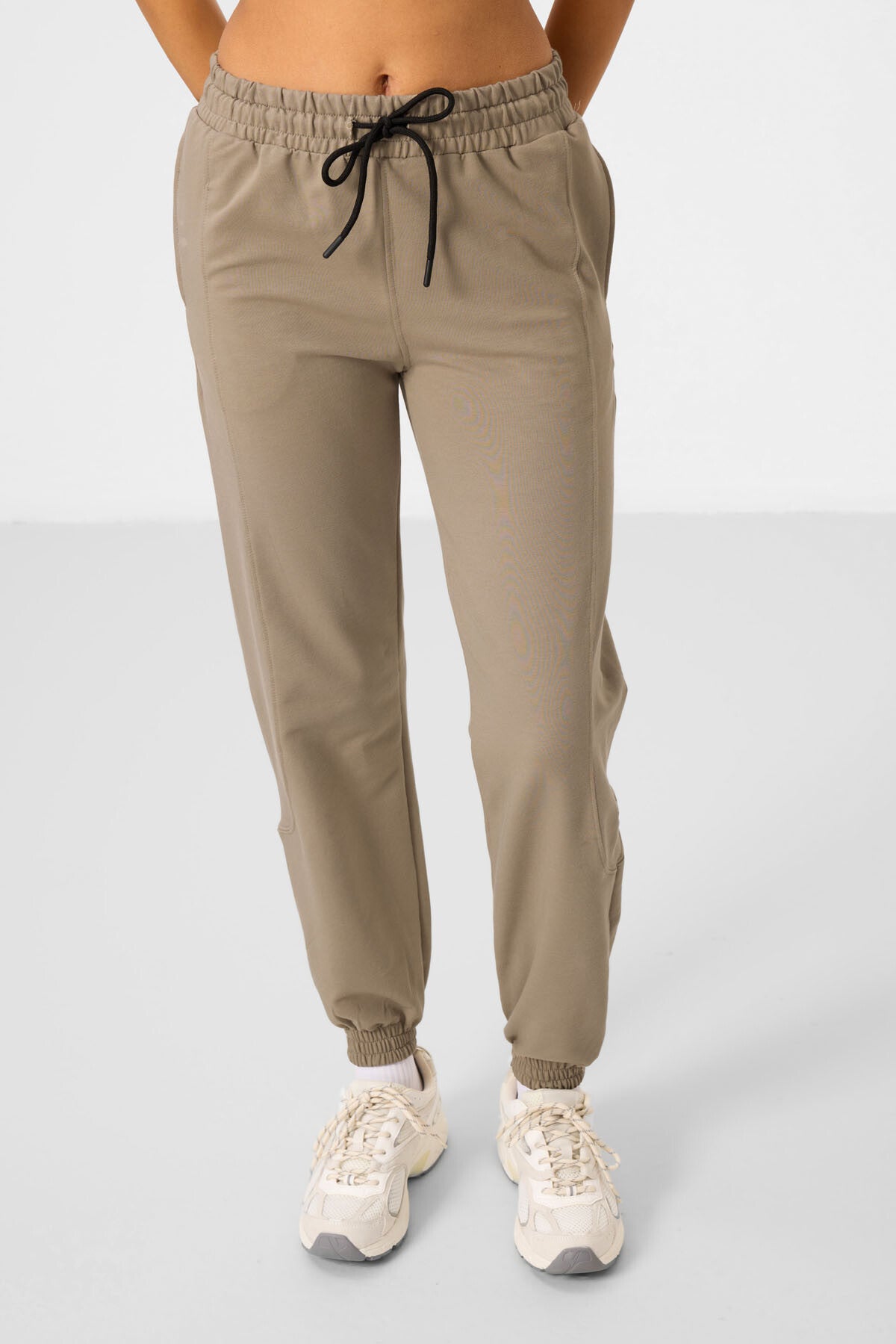 Image of Koyu Bej O Yaka Basic Oversize Kadın Eşofman Tunik Takım - 95347