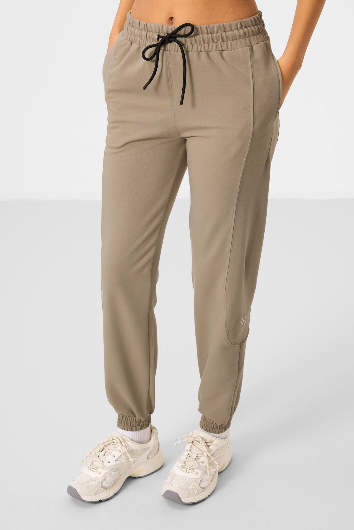 Image of Koyu Bej O Yaka Basic Oversize Kadın Eşofman Tunik Takım - 95347