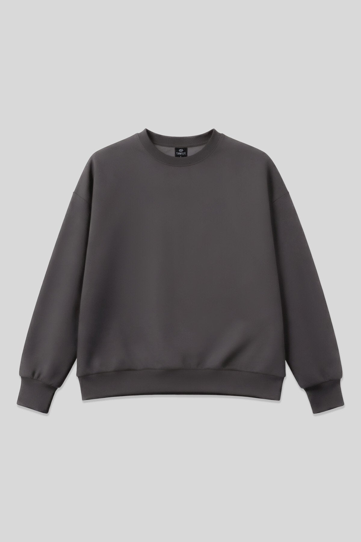 Image of Koyu Gri Basic O Yaka Oversize Kadın Sweatshirt - 97053