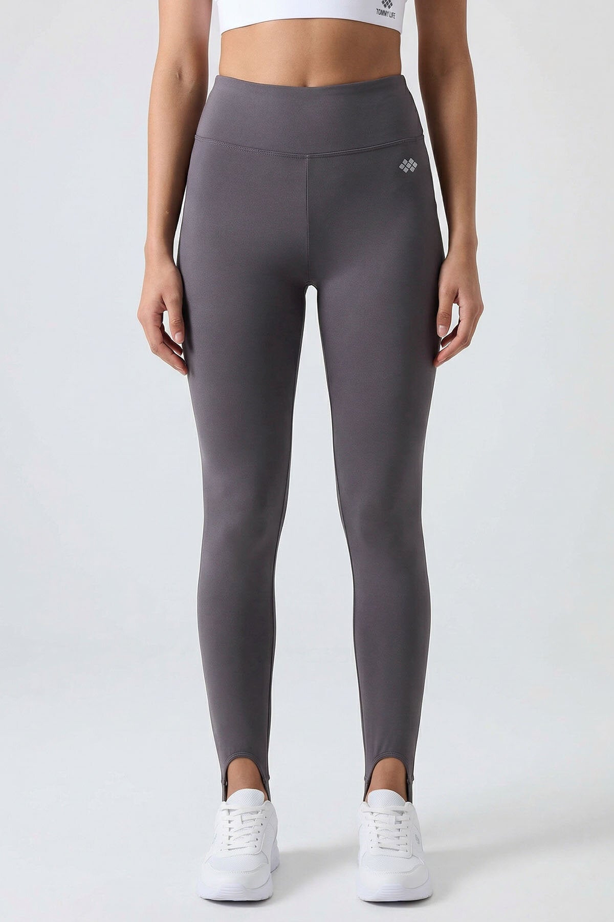 Image of Koyu Gri Standart Fit Esnek Spor Performans Kadın Topuklu Tayt - 94685