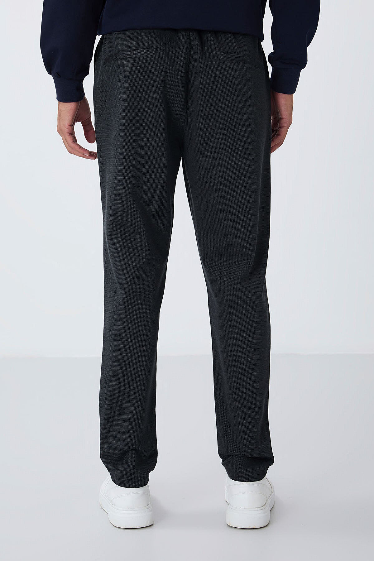 Image of Dark Grey Textured Standard Fit Men's Sweatpants - 82155