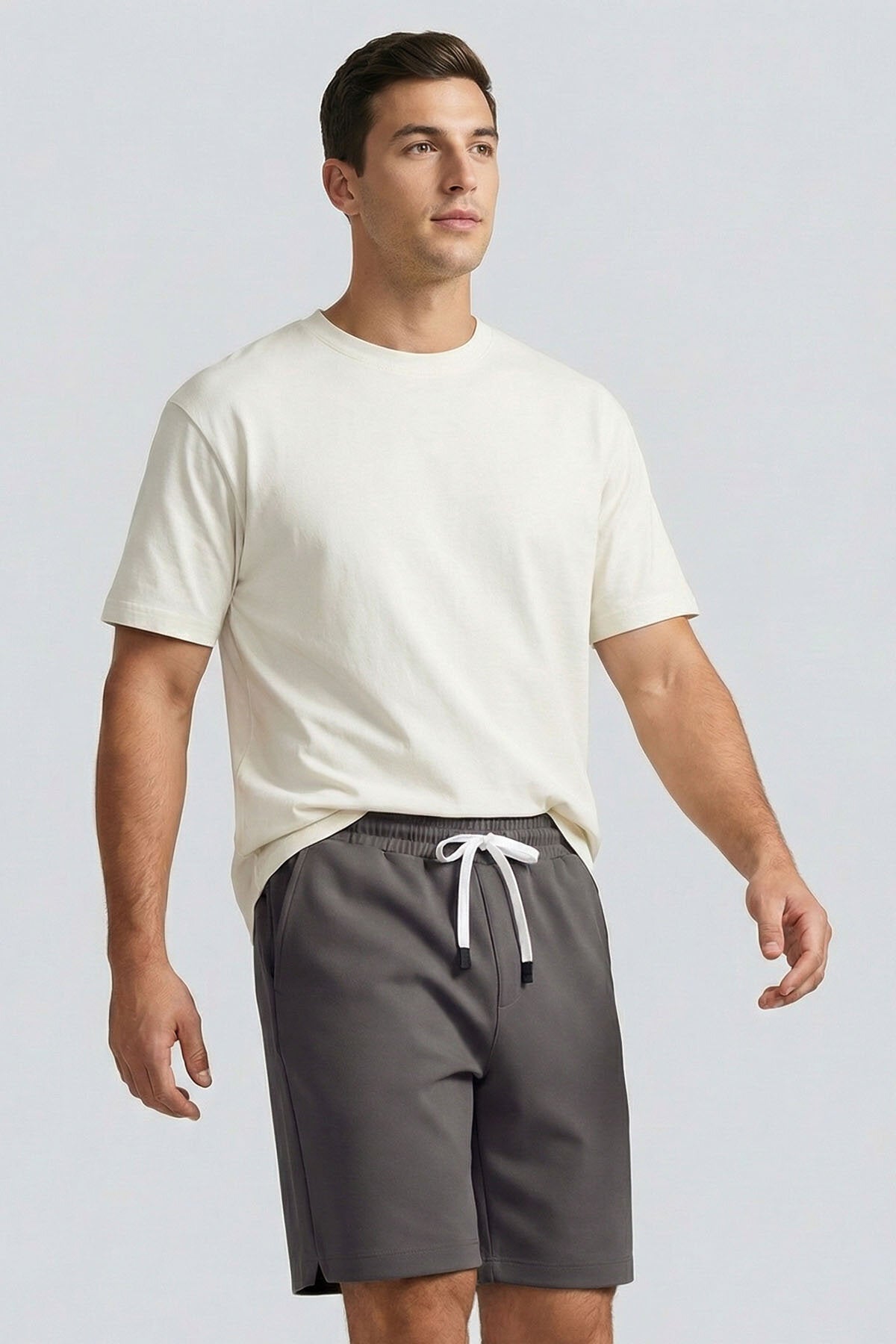 Image of Koyu Gri Standart Fit Basic Arka Cepli Erkek Şort - 81314