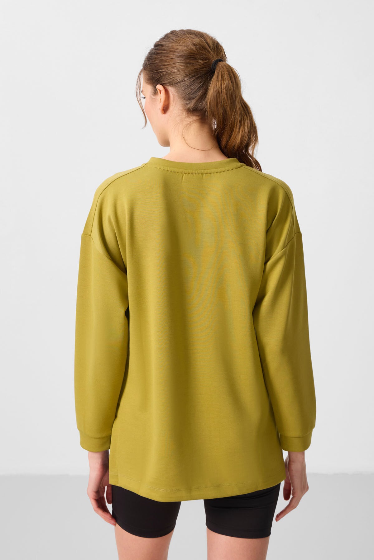 Image of Koyu Hardal Yumuşak Dokulu O Yaka Rahat Form Kadın Tunik Sweatshirt - 97305