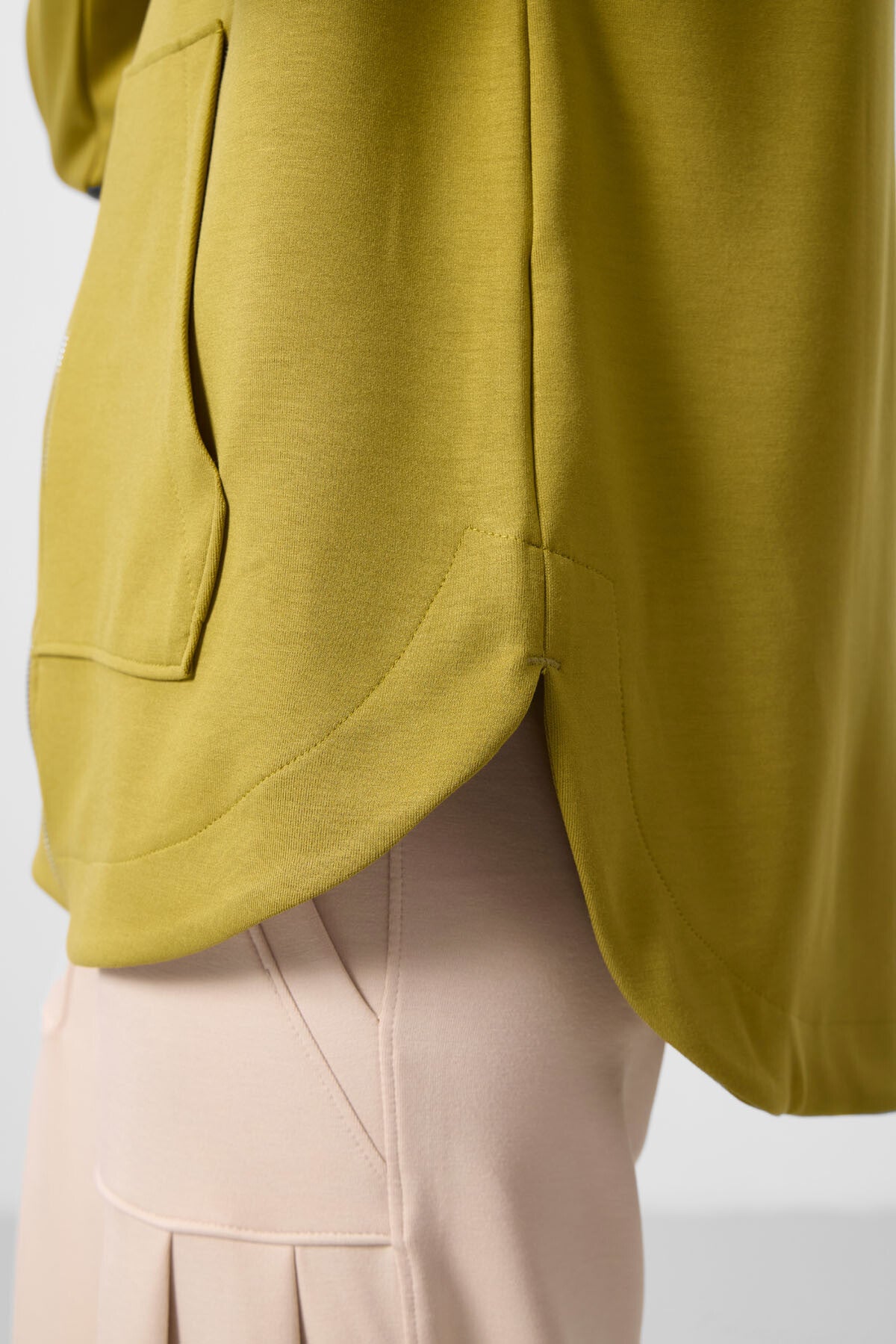 Image of Koyu Hardal Yumuşak Dokulu Kapüşonlu Oversize Kadın Tunik Sweatshirt - 97302