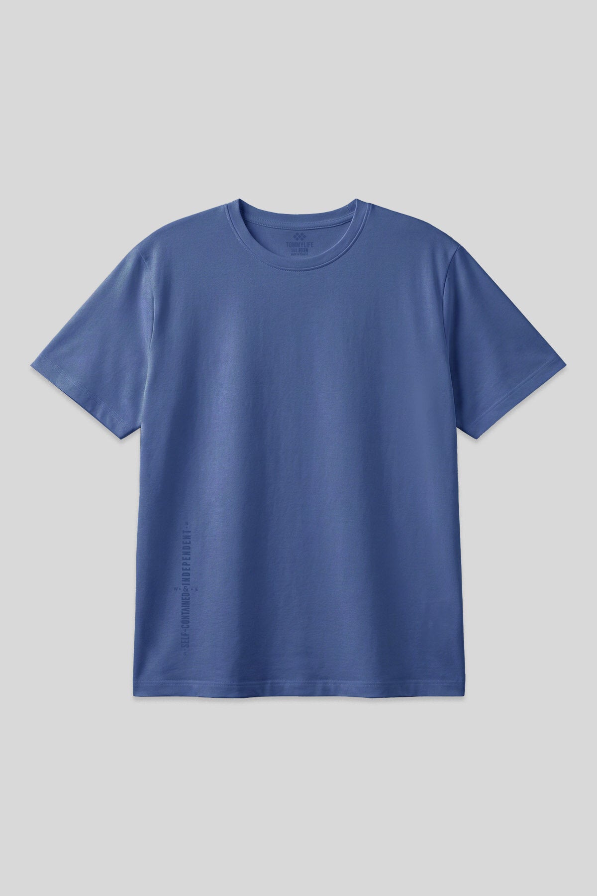 Image of Koyu Mavi Baskılı O Yaka Rahat Form Battal Büyük Beden Erkek T-Shirt - 88472