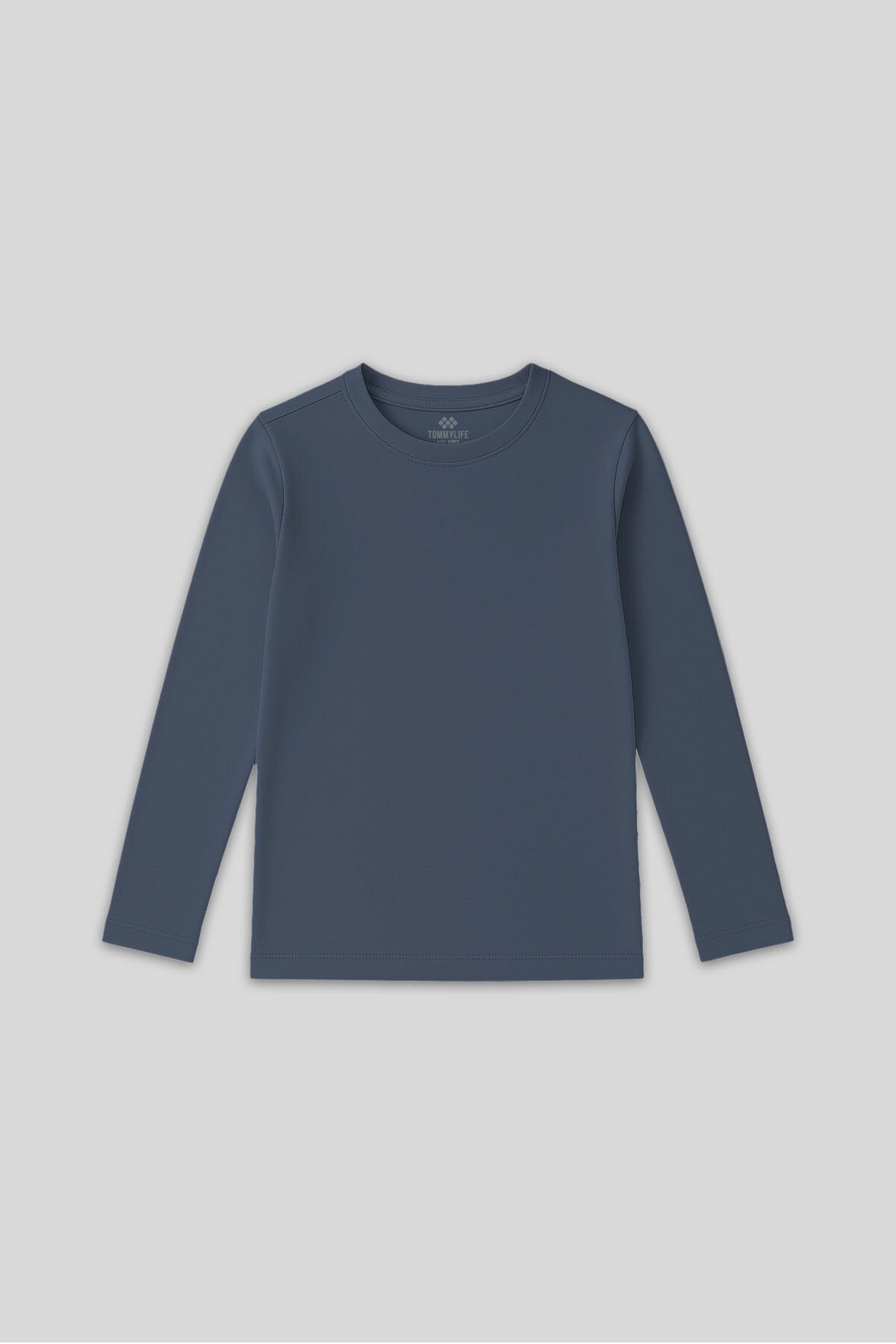 Image of Koyu Mavi O Yaka Standart Fit Basic Uzun Kollu Unisex Çocuk T-Shirt - 11329
