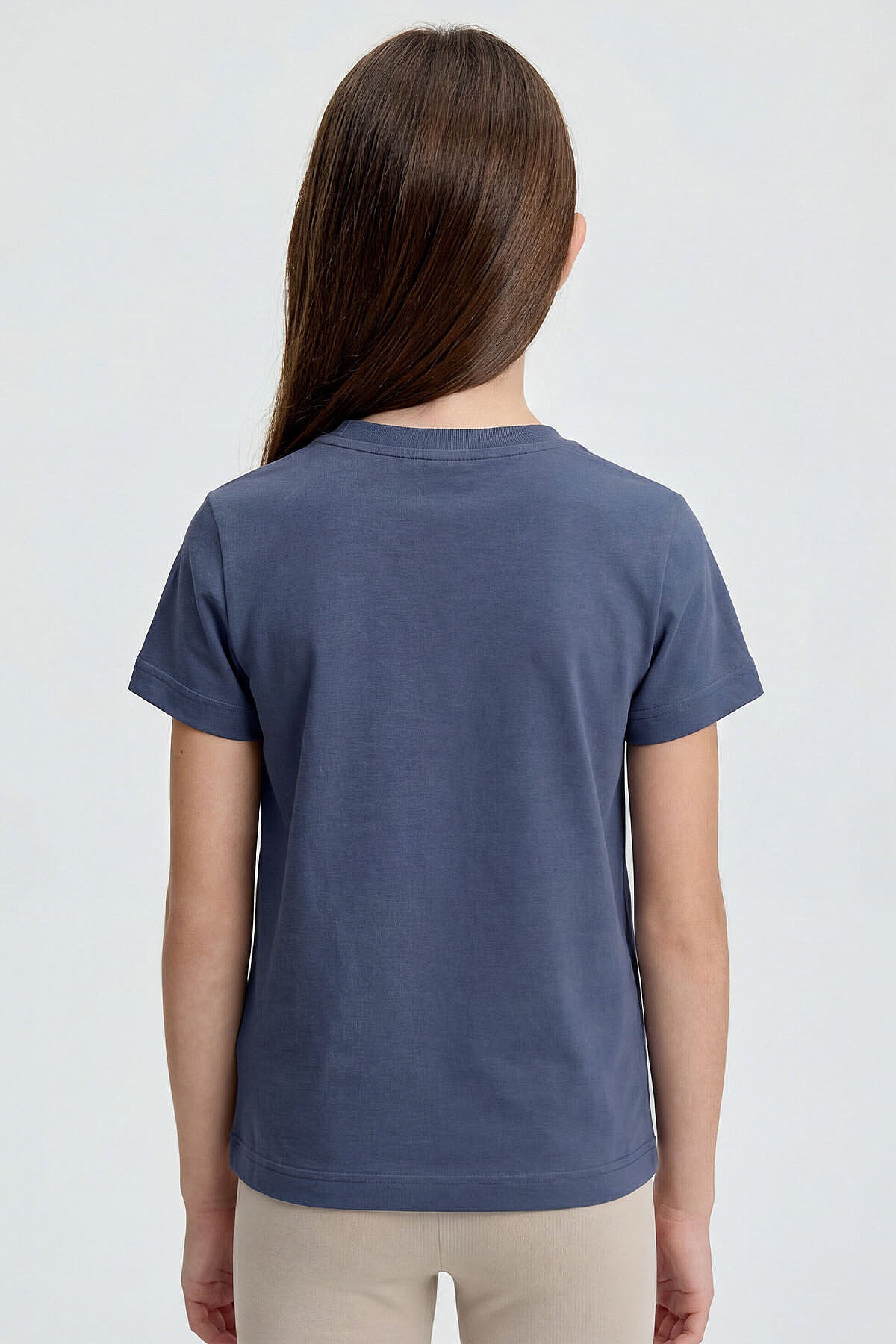 Image of Koyu Mavi O Yaka Standart Fit Basic Unisex Çocuk T-Shirt - 11328