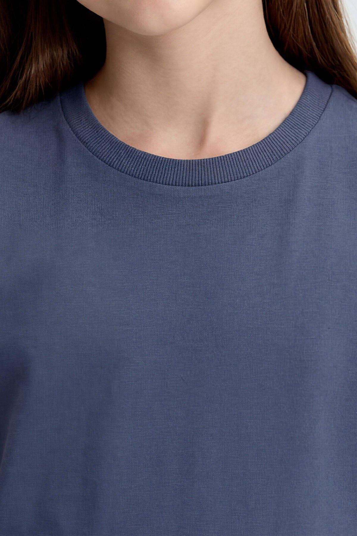 Image of Koyu Mavi O Yaka Standart Fit Basic Unisex Çocuk T-Shirt - 11328