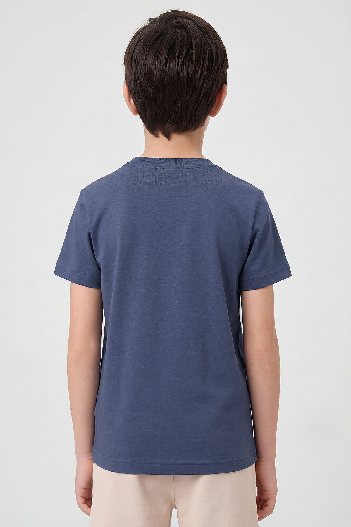 Image of Koyu Mavi O Yaka Standart Fit Basic Unisex Çocuk T-Shirt - 11328