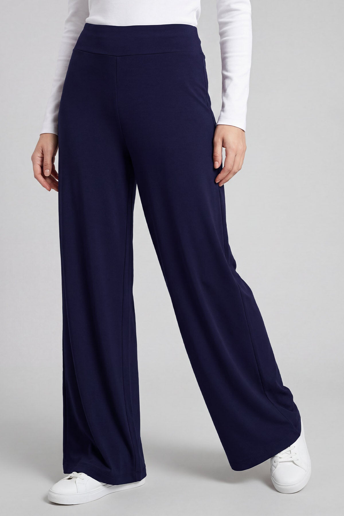 Image of Koyu Mor Comfort Fit Geniş Paça Korsajlı Palazzo Kadın Pantolon - 94681