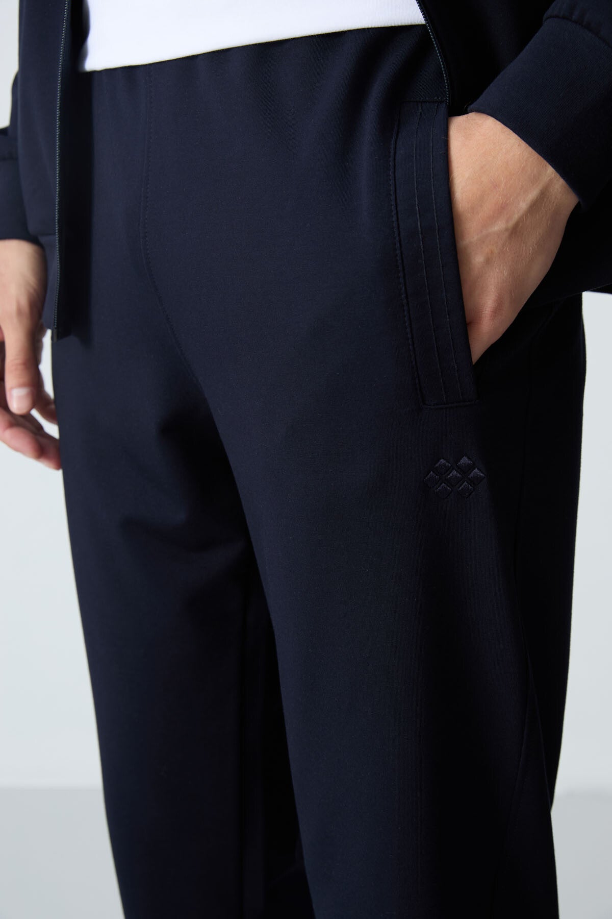 Image of Lacivert Pamuklu Kalın Yumuşak Dokulu Comfort Fit Basic Erkek Eşofman Takım - 85260