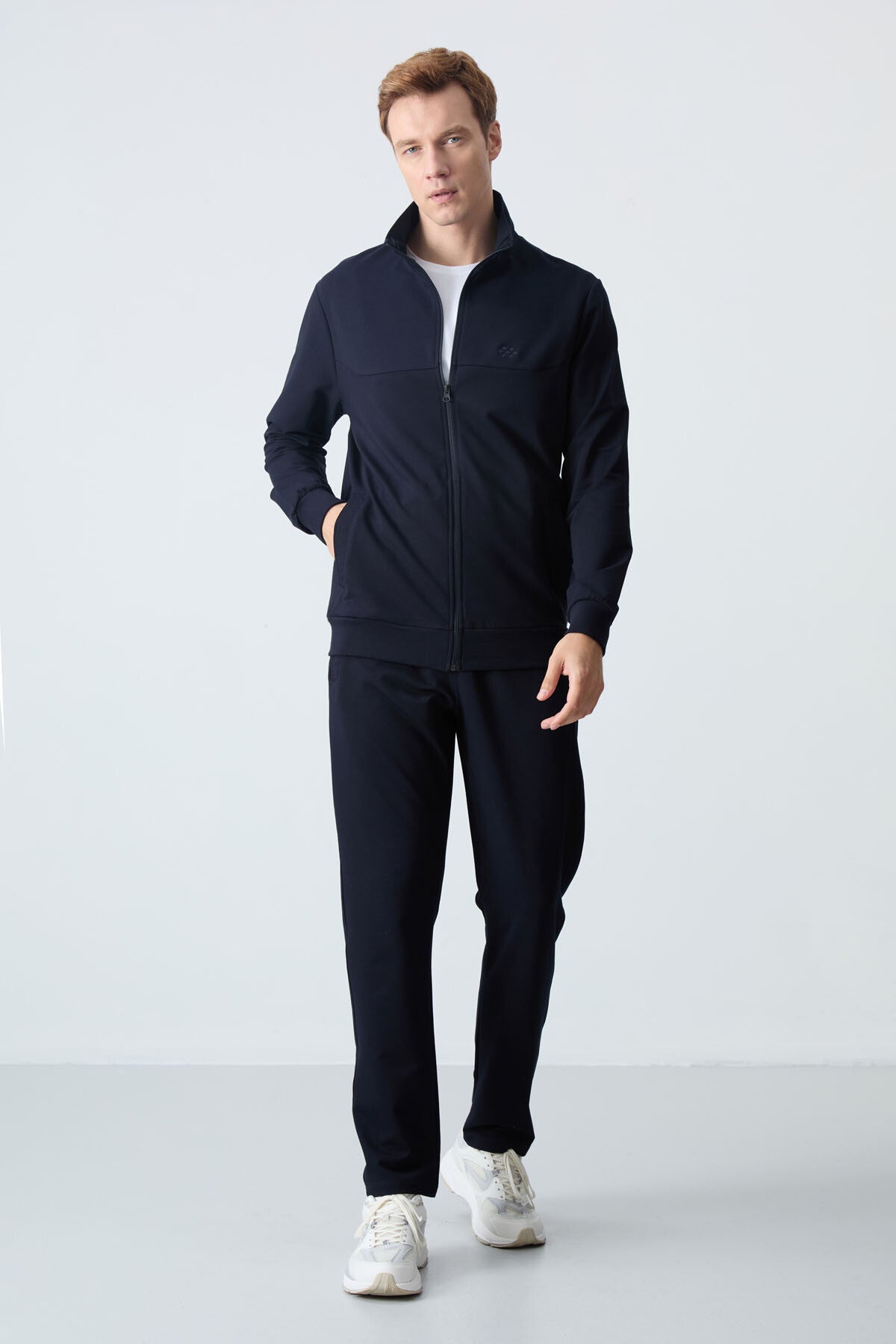 Image of Lacivert Pamuklu Kalın Yumuşak Dokulu Comfort Fit Basic Erkek Eşofman Takım - 85260