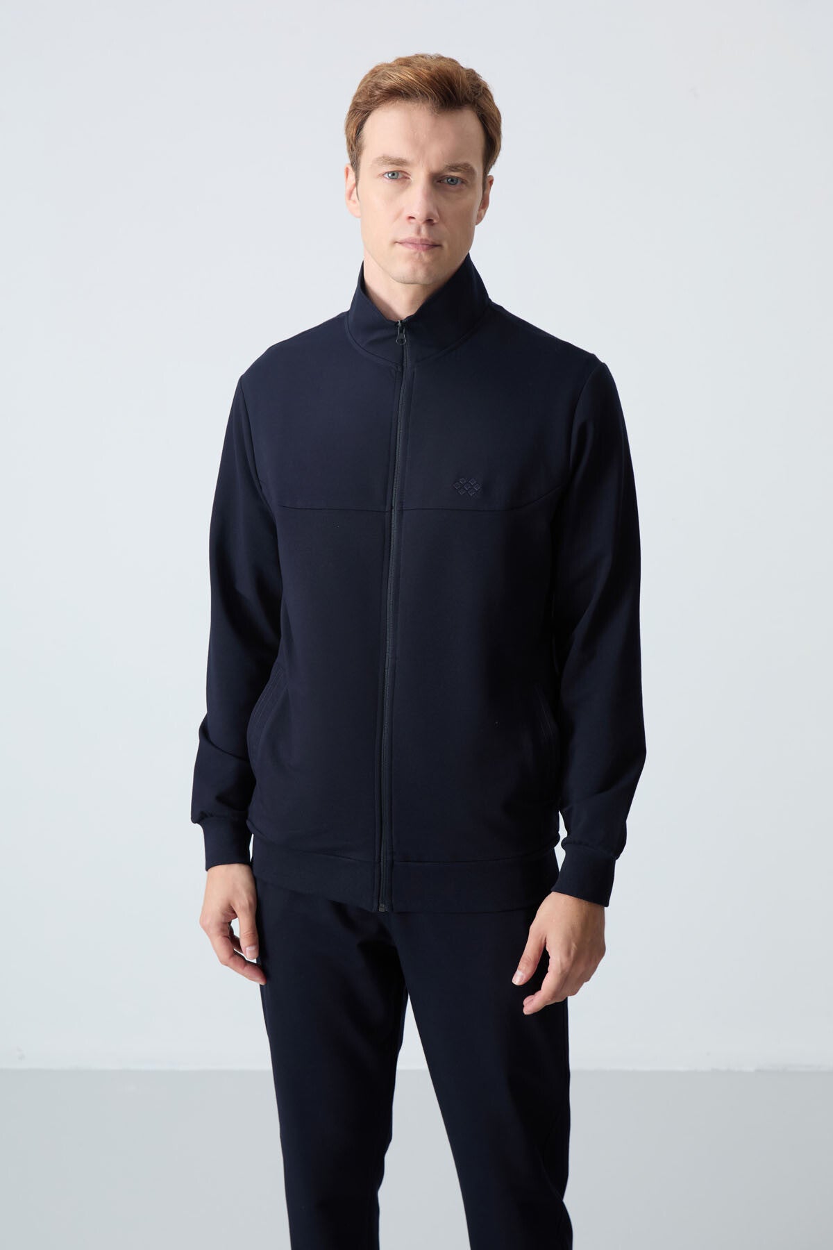 Image of Lacivert Pamuklu Kalın Yumuşak Dokulu Comfort Fit Basic Erkek Eşofman Takım - 85260