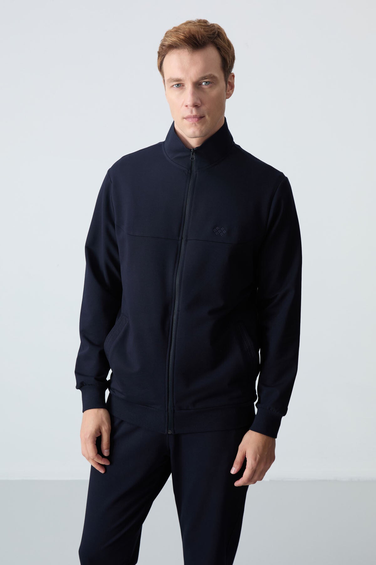 Image of Lacivert Pamuklu Kalın Yumuşak Dokulu Comfort Fit Basic Erkek Eşofman Takım - 85260