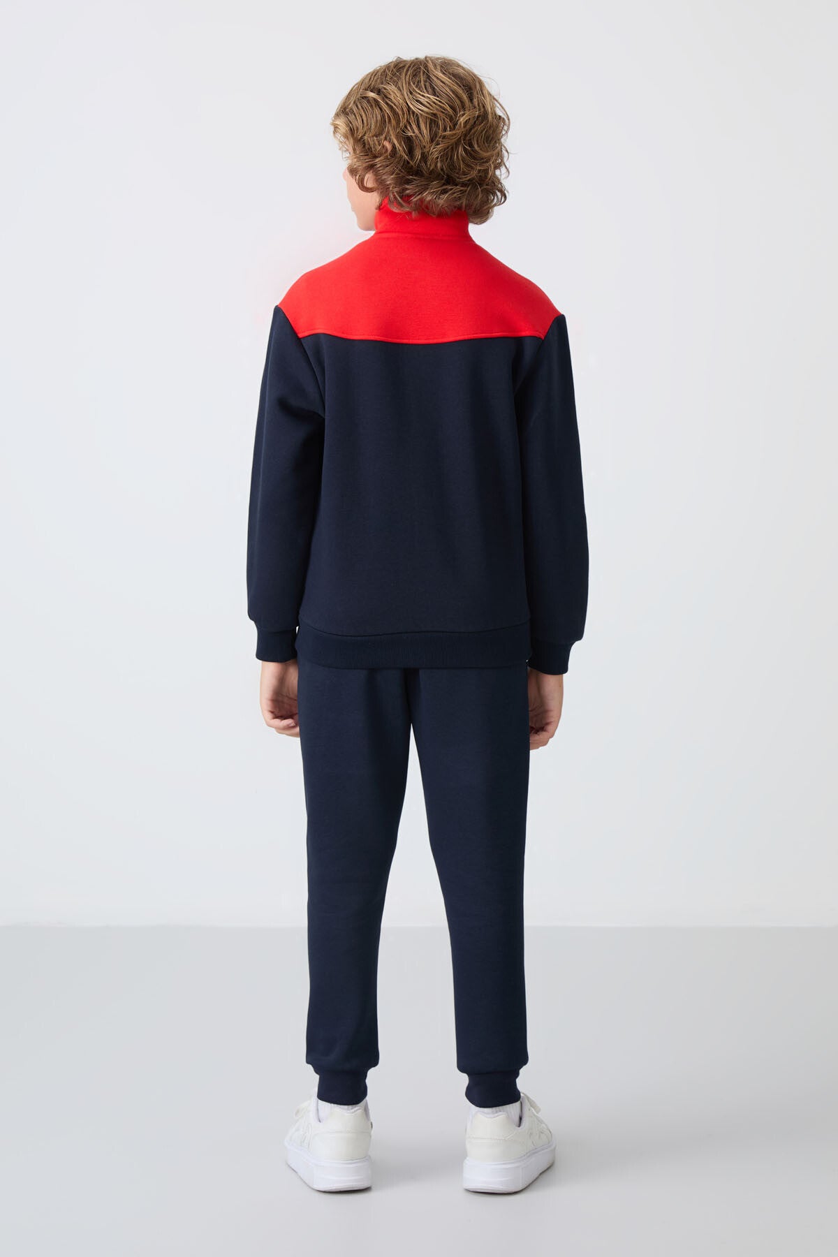 Image of Trening pentru băieți, bleumarin, din bumbac gros, căptușit cu fleece, croială standard, brodat - 11240