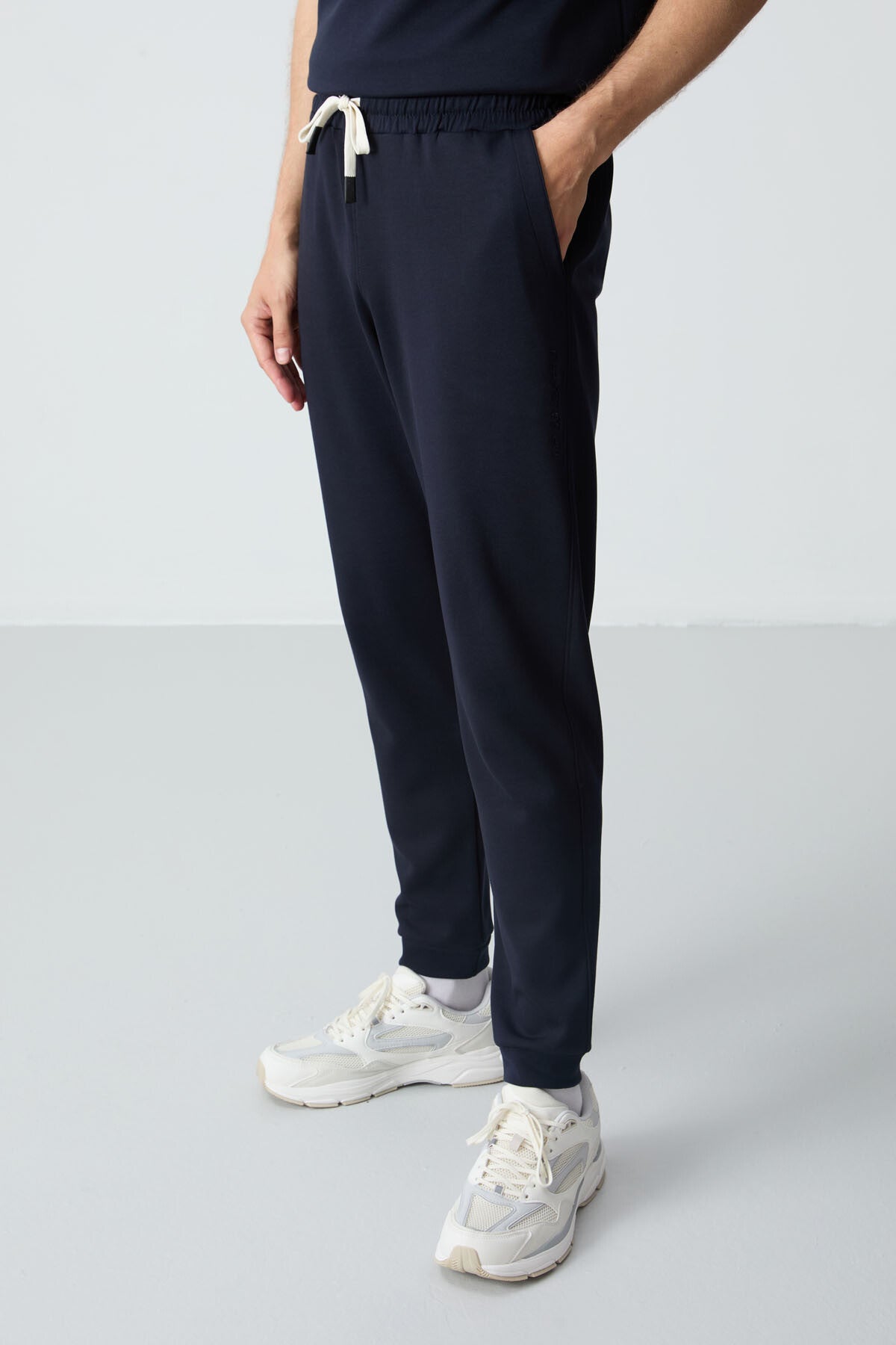 Image of Lacivert Pamuklu Kalın Yumuşak Dokulu Oversize Fit Basic Erkek Eşofman Takım - 85261