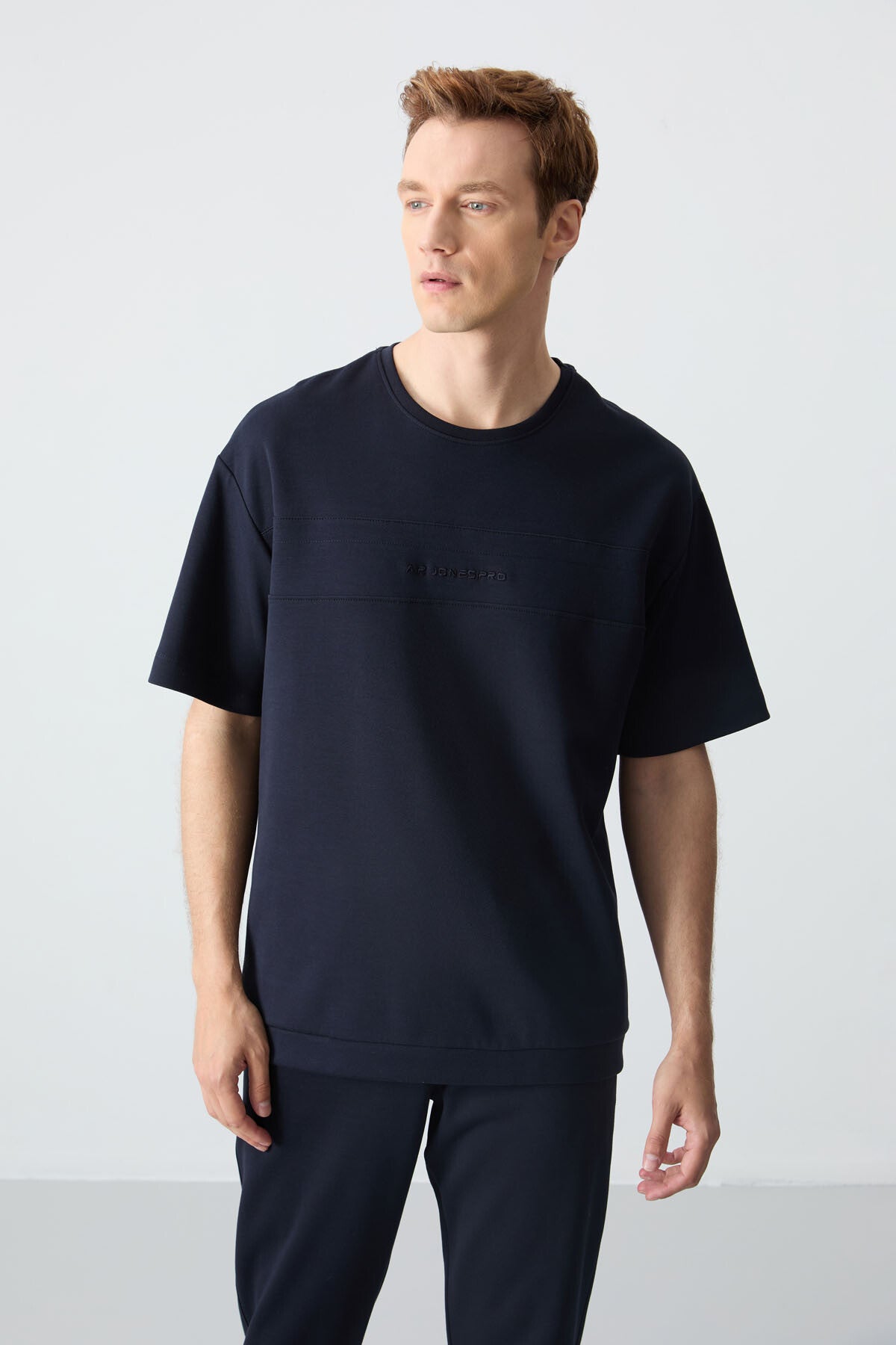 Image of Lacivert Pamuklu Kalın Yumuşak Dokulu Oversize Fit Basic Erkek Eşofman Takım - 85261