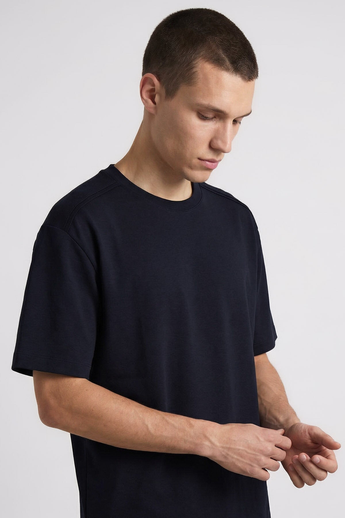 Image of Set pantaloni scurți bărbătești bleumarin, croială oversize, de bază - 85292