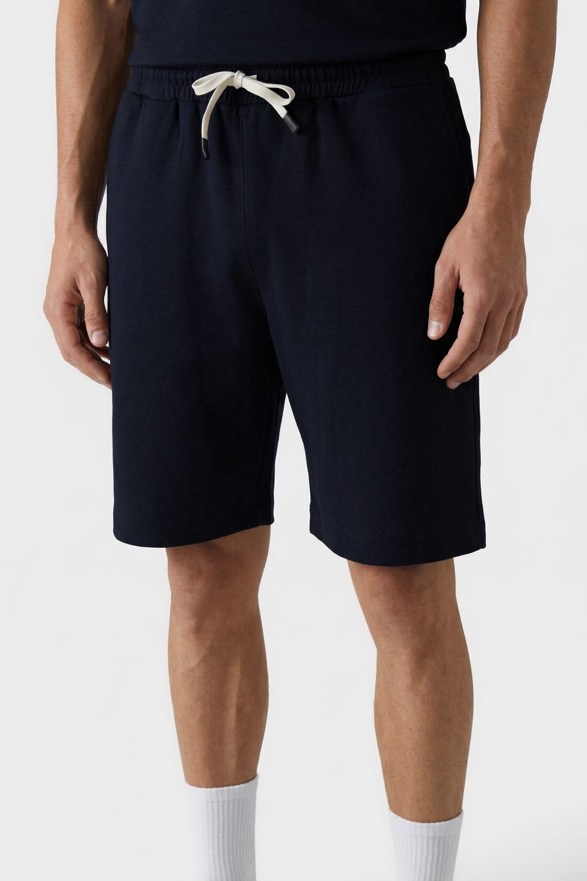 Image of Lacivert Oversize Fit Basic Erkek Şort Takım - 85292