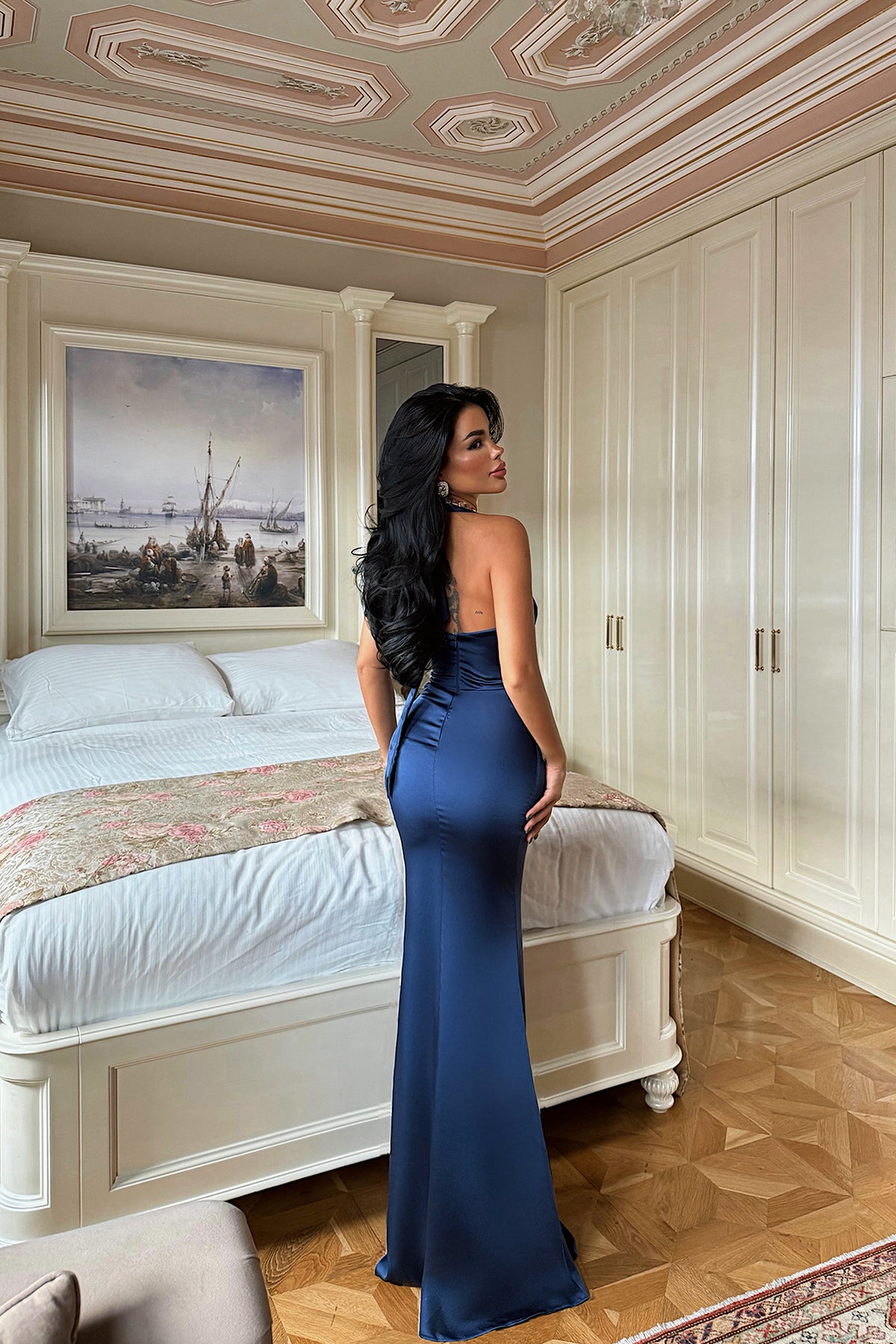 Image of Lacivert Sartoria Uzun Elbise ATE-3455