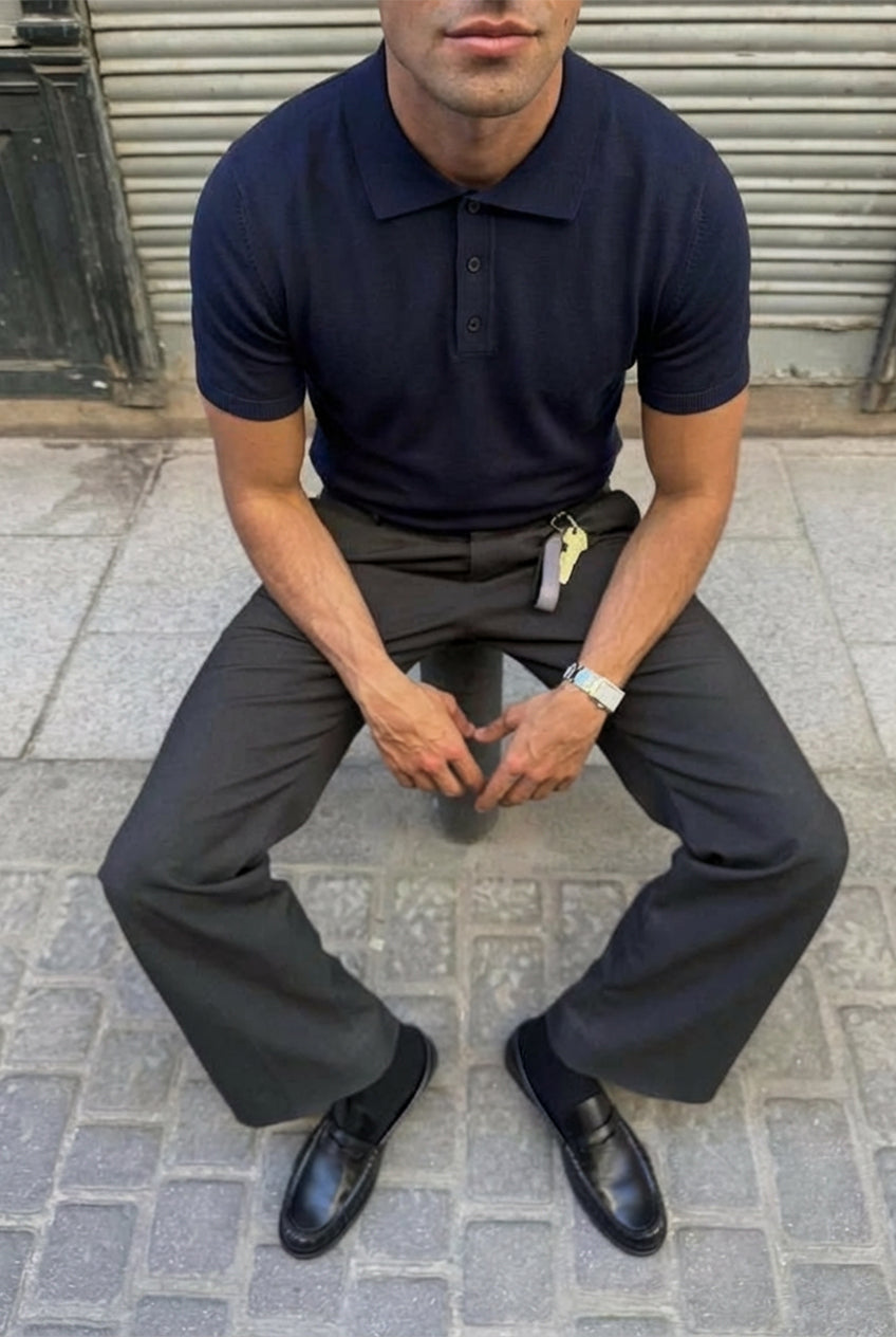 Image of Lacivert Düğme Detay Tişört ATE-3219