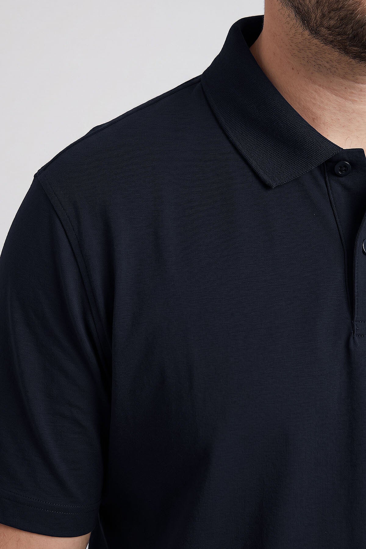 Image of Lacivert Polo Yaka Büyük Beden Battal Erkek T-Shirt - 88511