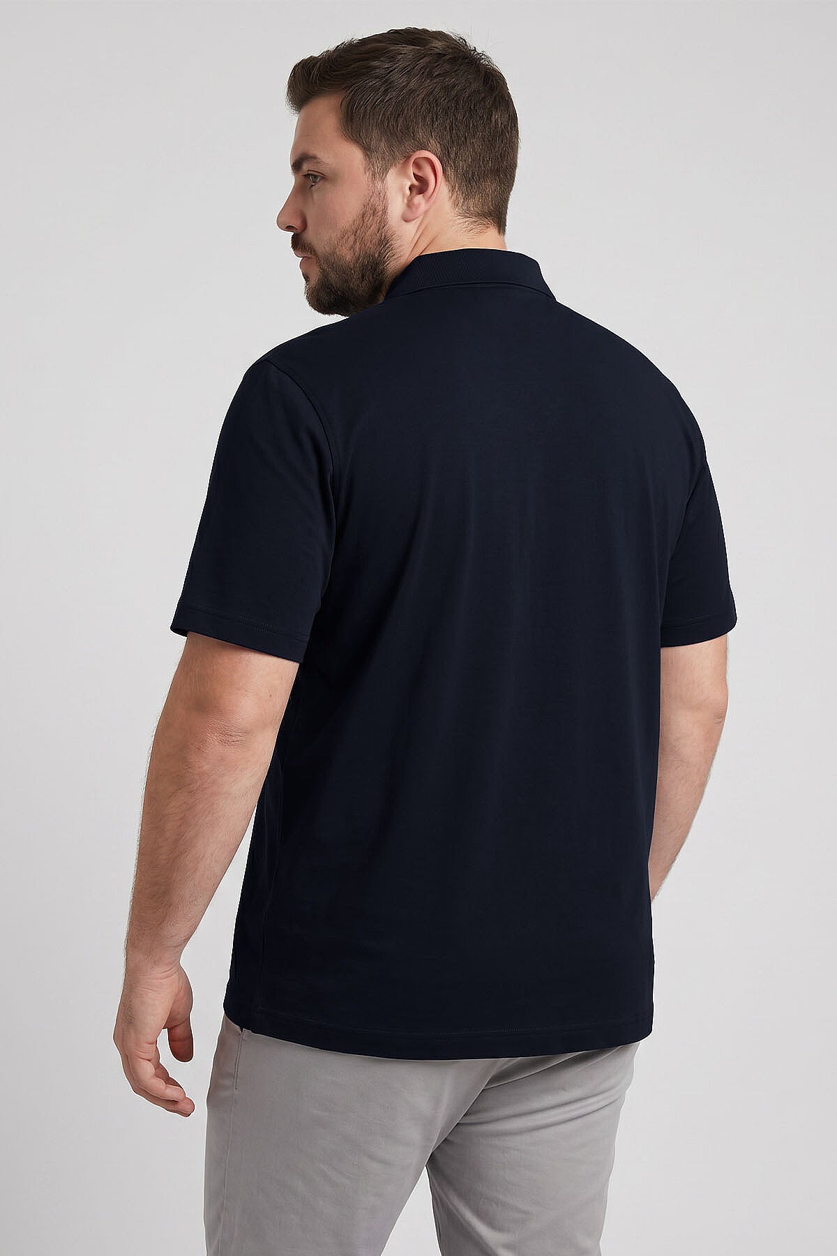 Image of Lacivert Polo Yaka Büyük Beden Battal Erkek T-Shirt - 88511