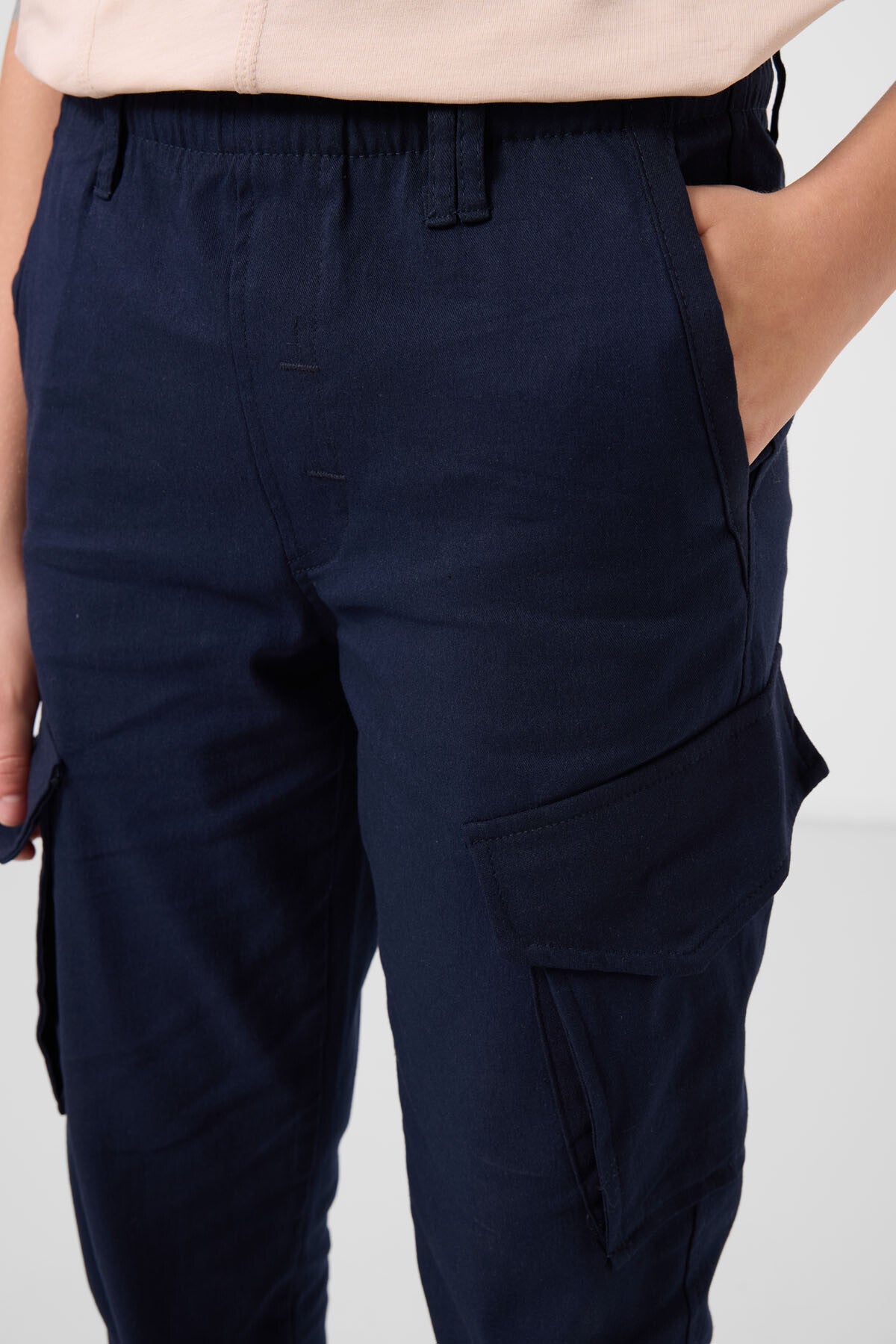 Image of Lacivert Standart Fit Dokuma Hafif Esnek Chino Erkek Çocuk Pantolon - 11271
