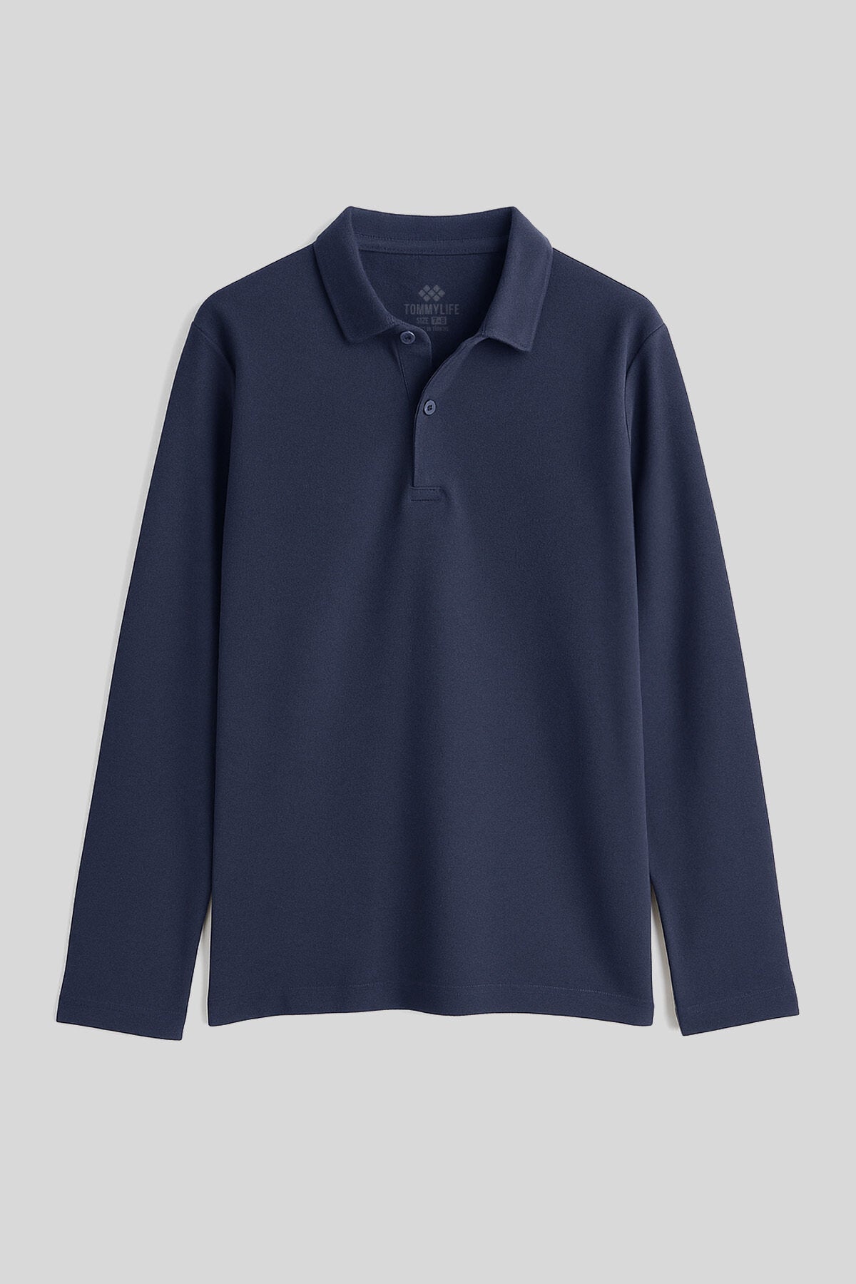 Image of Lacivert Polo Yaka Basic Uzun Kollu Unisex Çocuk T-Shirt - 11170
