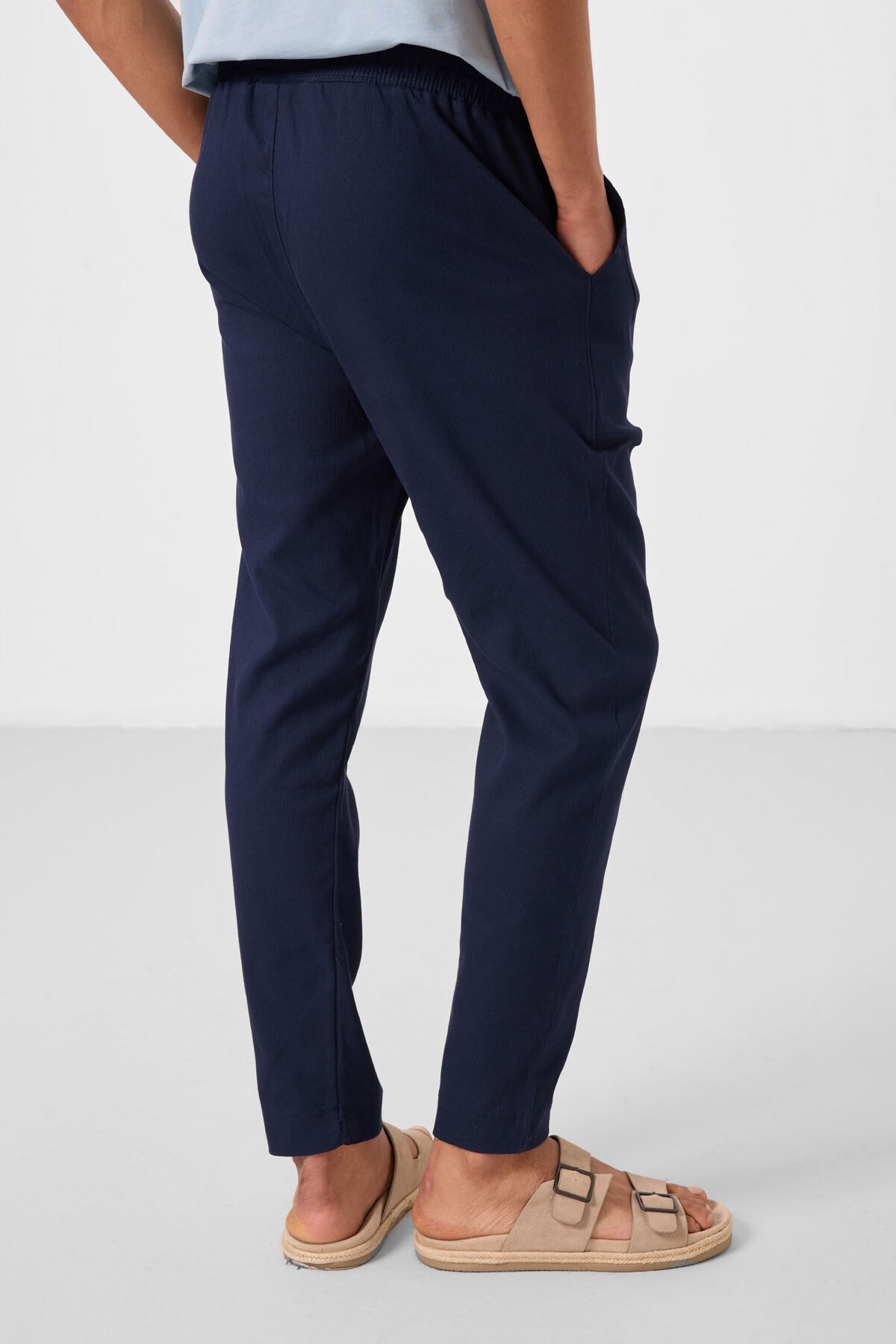 Image of Lacivert Standart Fit Dokuma Hafif Esnek Chino Erkek Pantolon - 82177