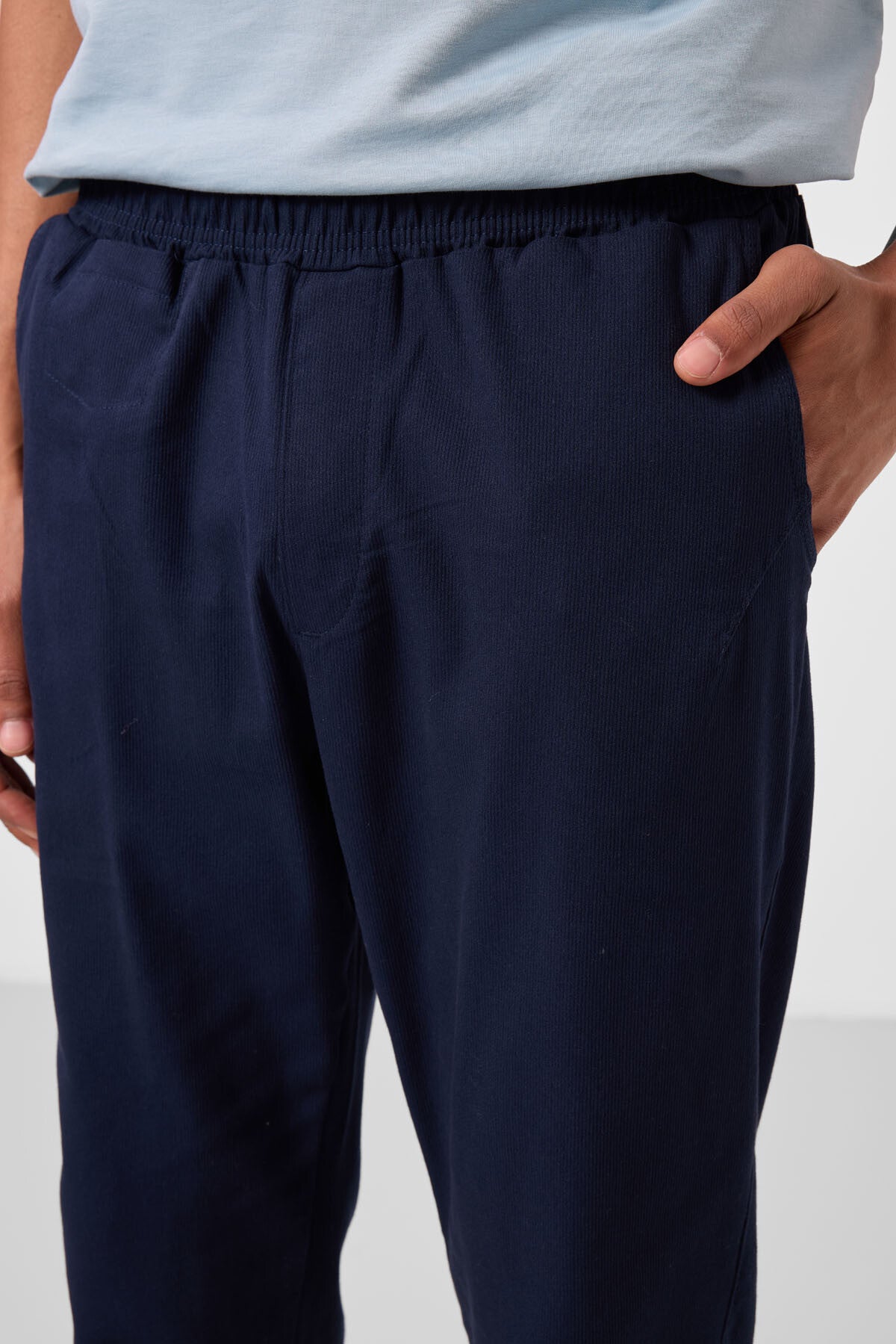 Image of Lacivert Standart Fit Dokuma Hafif Esnek Chino Erkek Pantolon - 82177