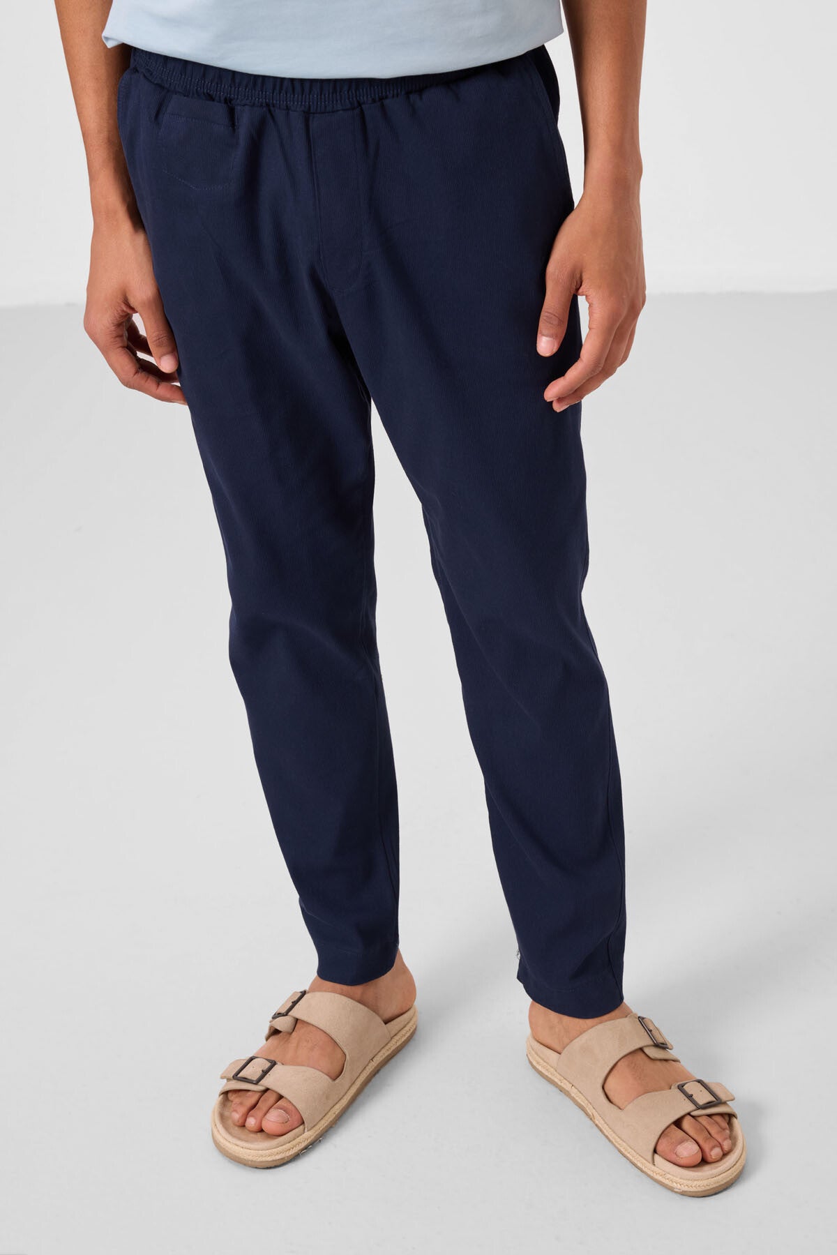 Image of Lacivert Standart Fit Dokuma Hafif Esnek Chino Erkek Pantolon - 82177