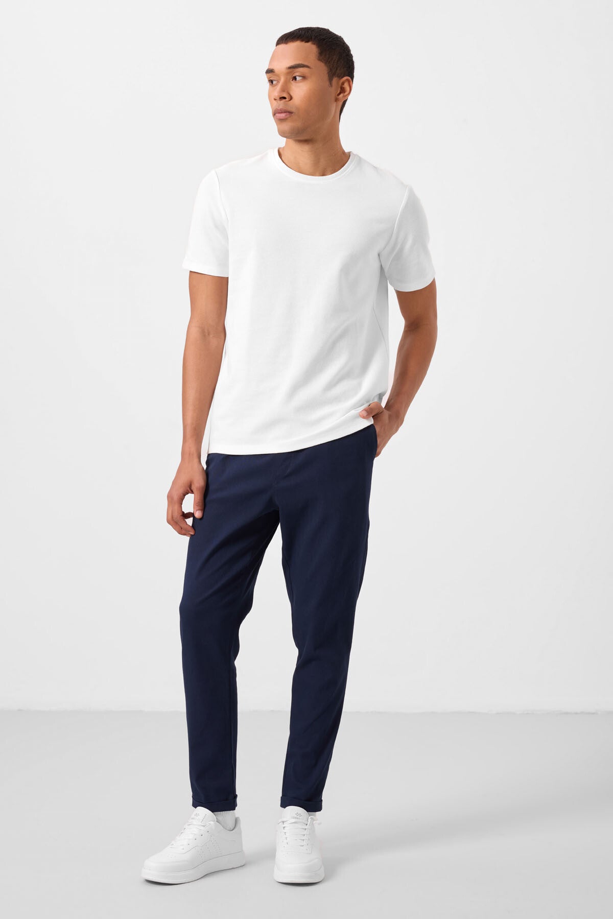 Image of Lacivert Standart Fit Dokuma Hafif Esnek Chino Erkek Pantolon - 82178