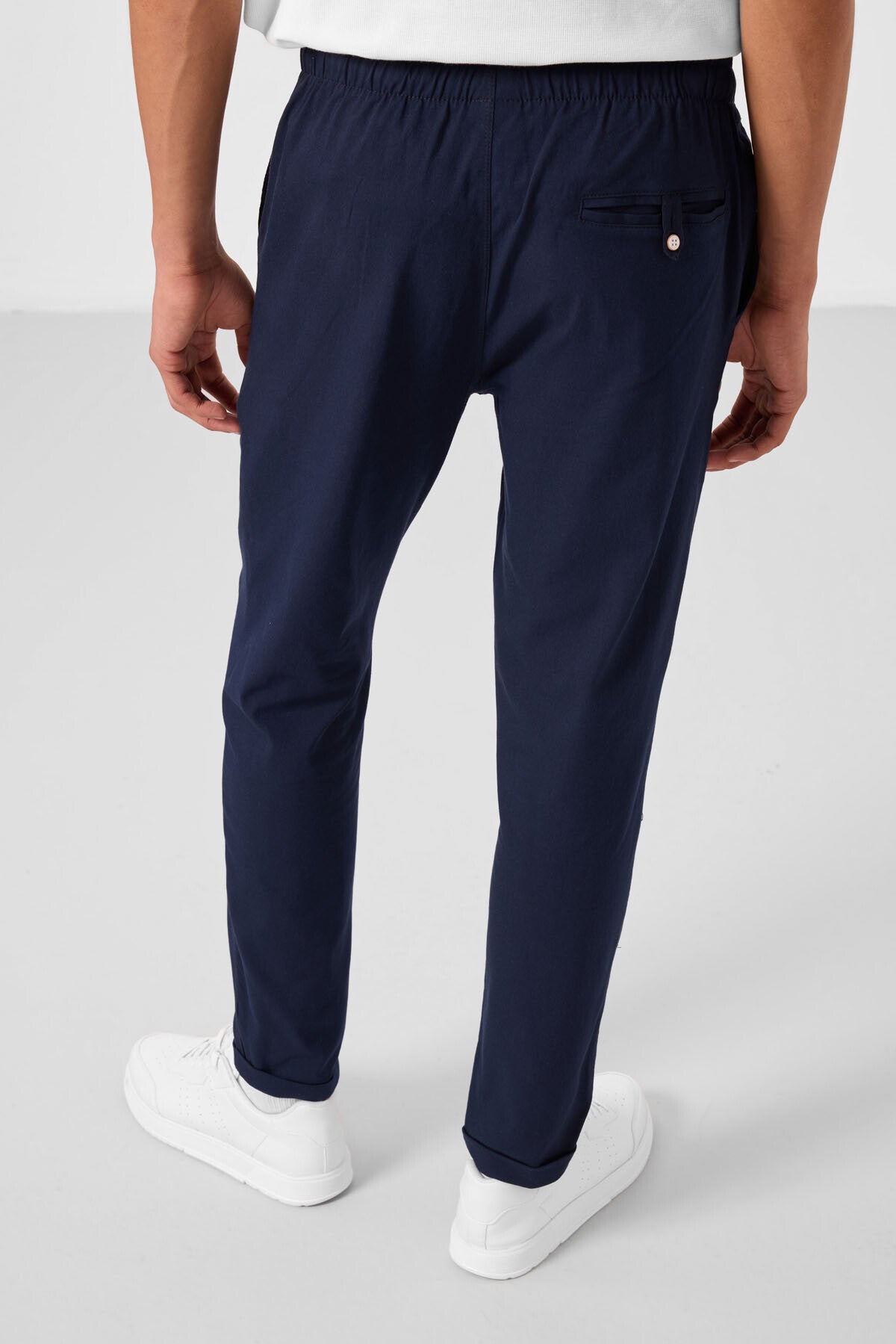 Image of Lacivert Standart Fit Dokuma Hafif Esnek Chino Erkek Pantolon - 82178