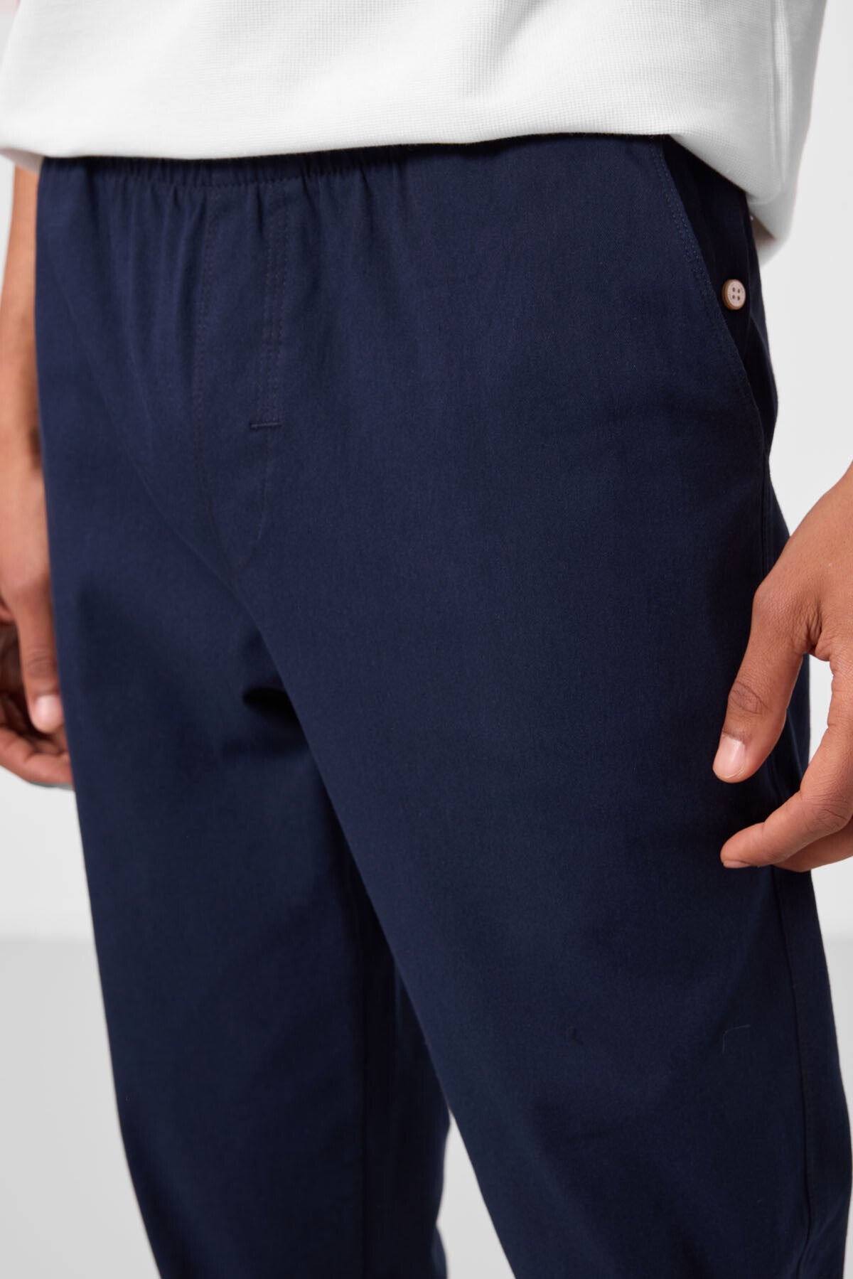 Image of Lacivert Standart Fit Dokuma Hafif Esnek Chino Erkek Pantolon - 82178
