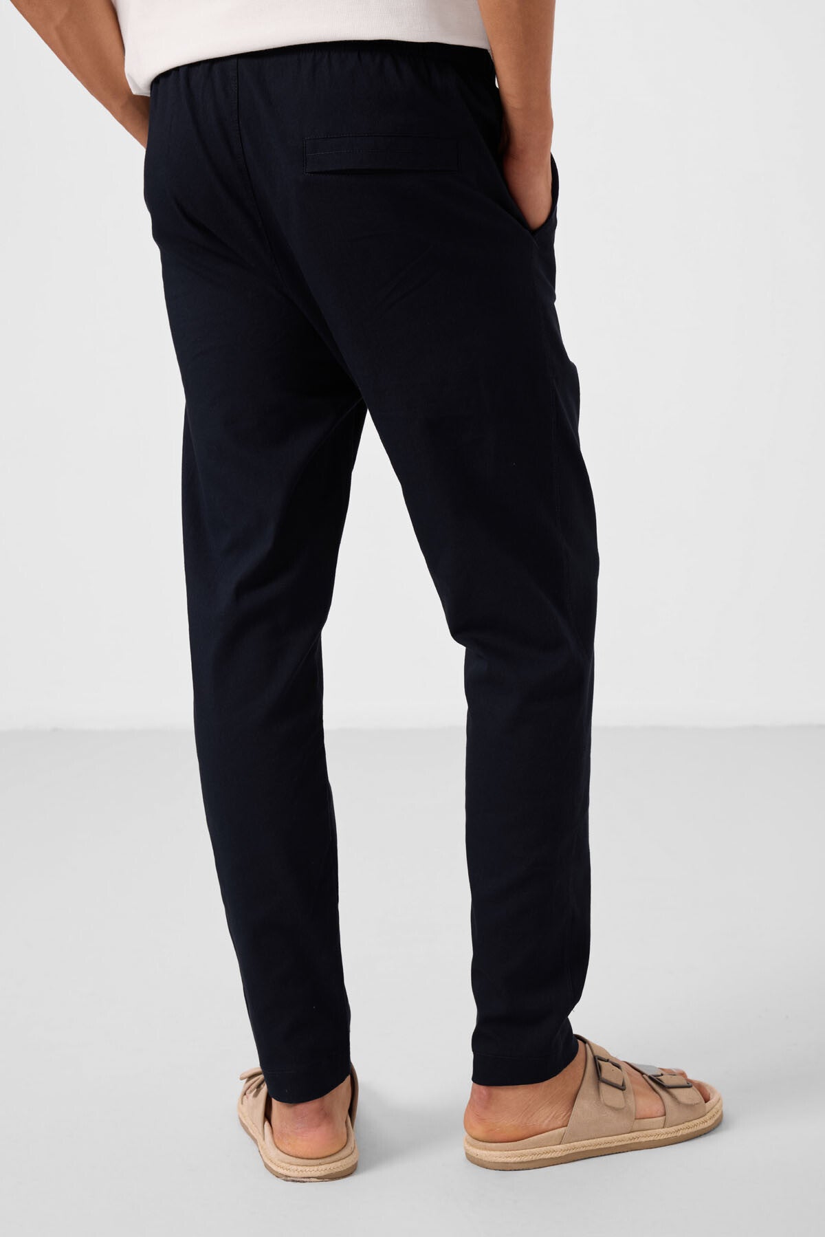 Image of Lacivert Standart Fit Dokuma Hafif Esnek Chino Erkek Pantolon - 82180