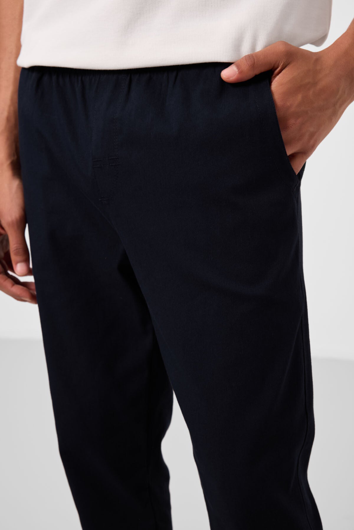 Image of Lacivert Standart Fit Dokuma Hafif Esnek Chino Erkek Pantolon - 82180