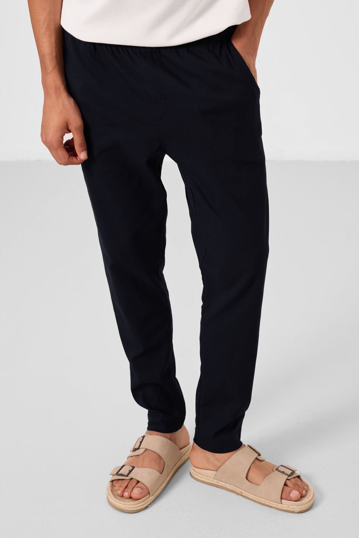 Image of Lacivert Standart Fit Dokuma Hafif Esnek Chino Erkek Pantolon - 82180