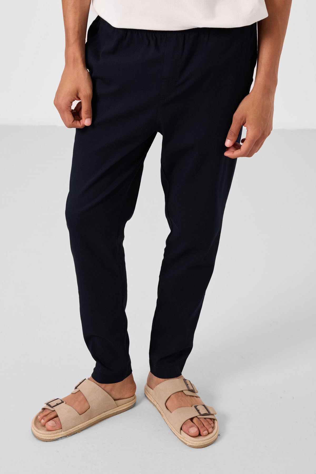 Image of Lacivert Standart Fit Dokuma Hafif Esnek Chino Erkek Pantolon - 82180