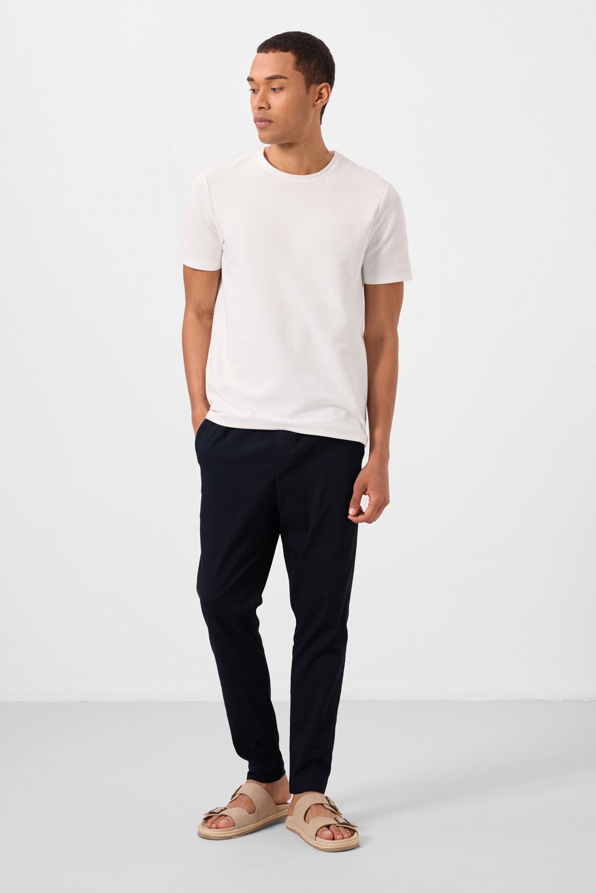 Image of Lacivert Standart Fit Dokuma Hafif Esnek Chino Erkek Pantolon - 82180