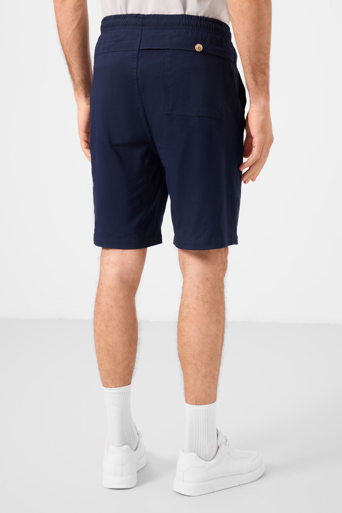 Image of Lacivert Standart Fit Dokuma Hafif Esnek Chino Erkek Şort - 81292