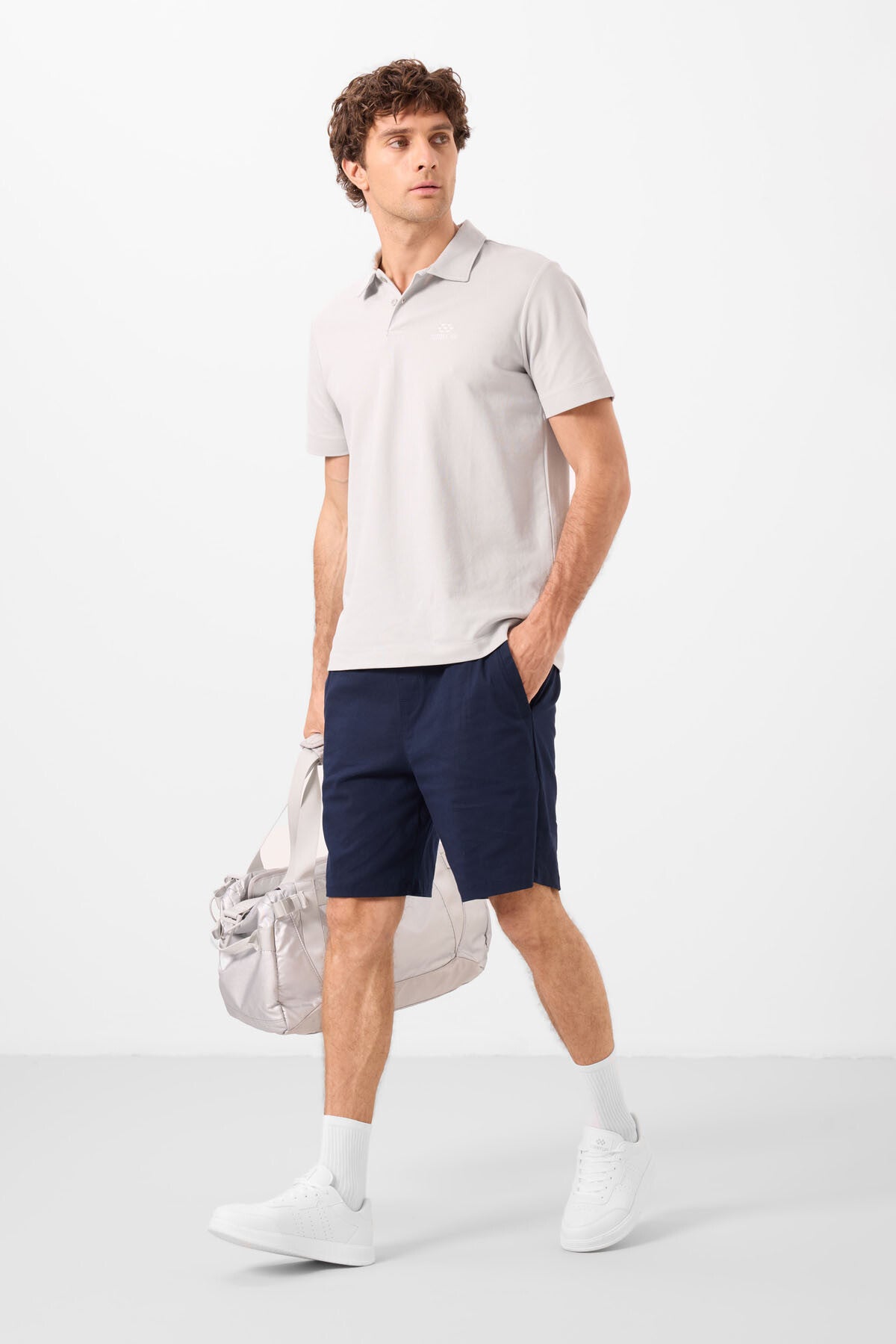 Image of Lacivert Standart Fit Dokuma Hafif Esnek Chino Erkek Şort - 81292